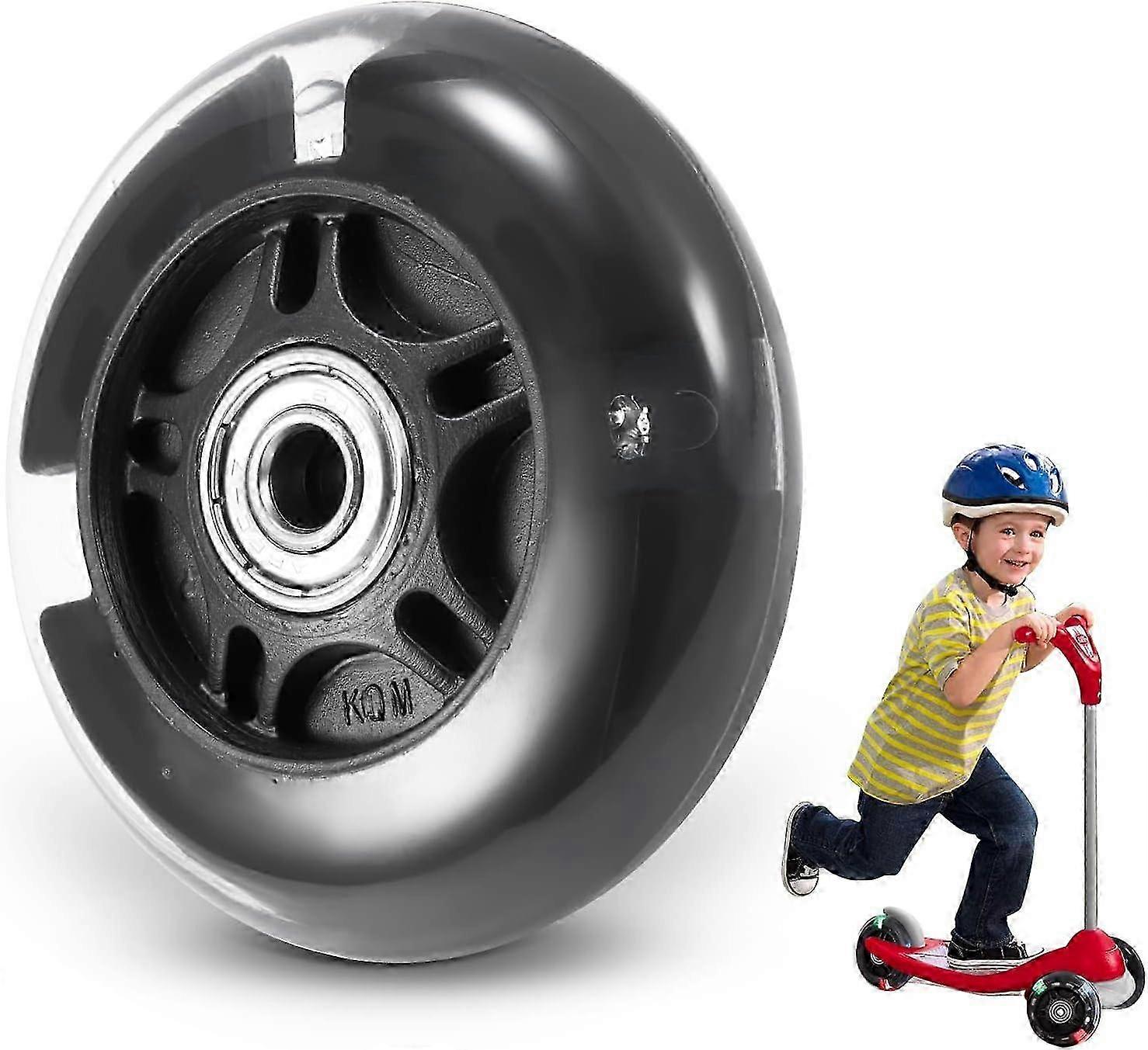 Replacement Wheels for Mini Maxi Micro Scooters: 80mm LED Flash Wheels with Roller Lights, Rear