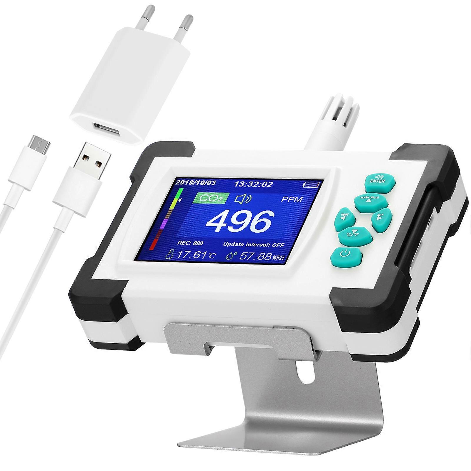 Portable CO2 Detector 0-9999PPM, 3.2" TFT, Rechargeable Battery