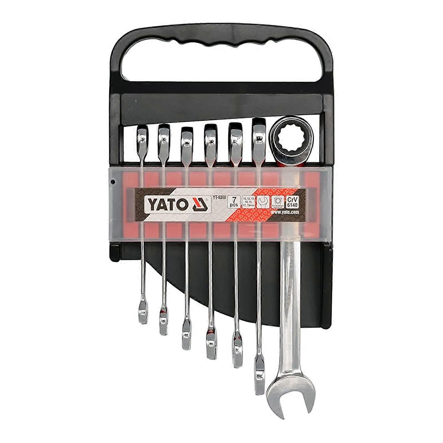 YT-0208 Combination Ratchet Set 7 Pcs - Metric and SAE Sizes, Durable Steel Construction, Versatile Tool Kit