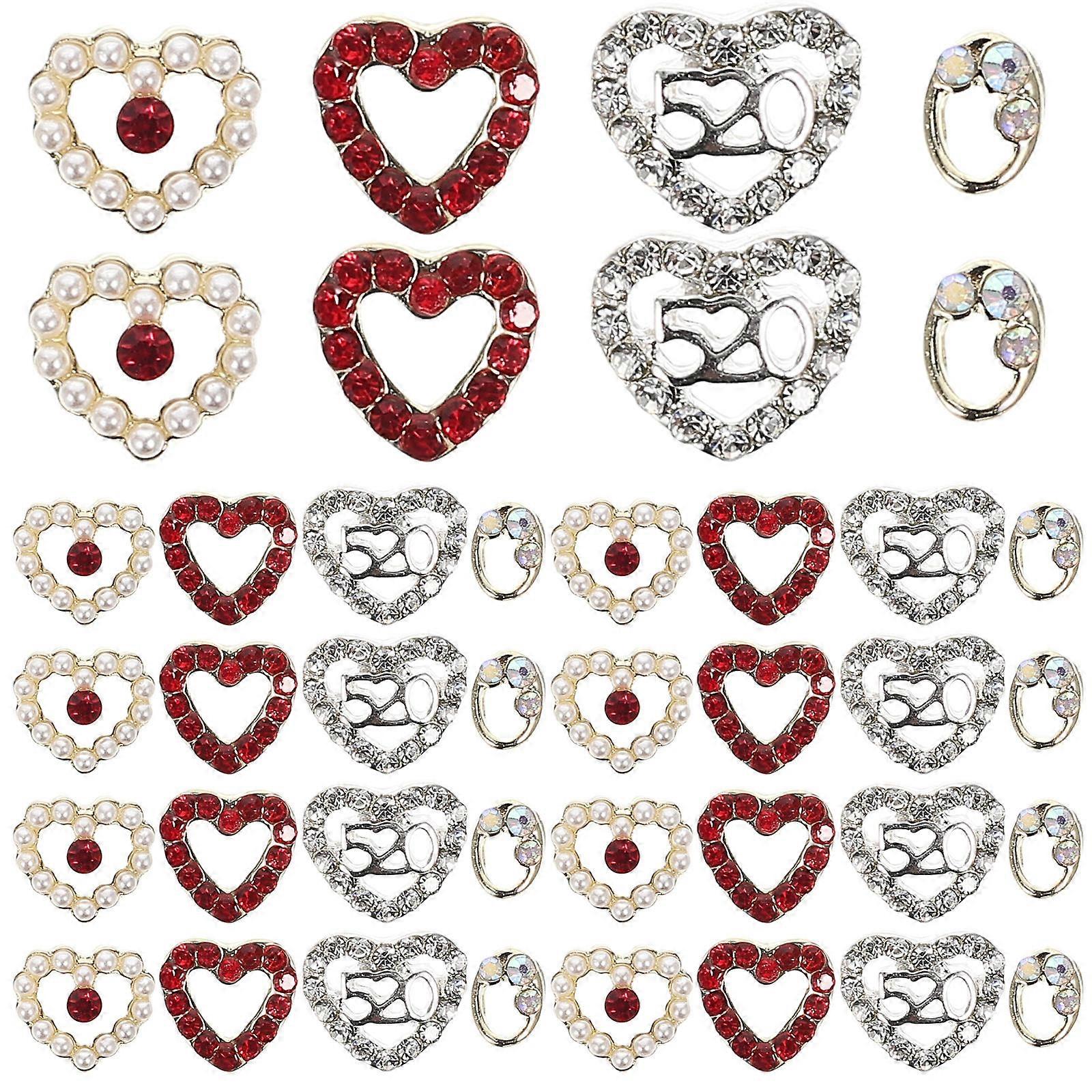 Heart Shaped Nail Charms for Valentines DIY Decorations Made of Zinc Alloy Assorted Color