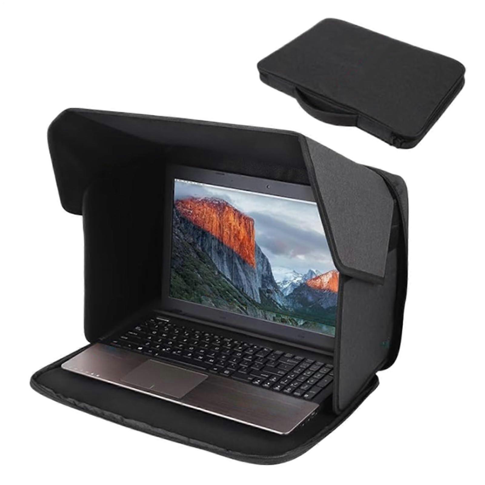 Laptop Sun Shade, 14' Laptop Sun Glare Shield Privacy Screen Hood, Foldable Lap Shield Cover, Lap Sunshade Bag for Working Outside