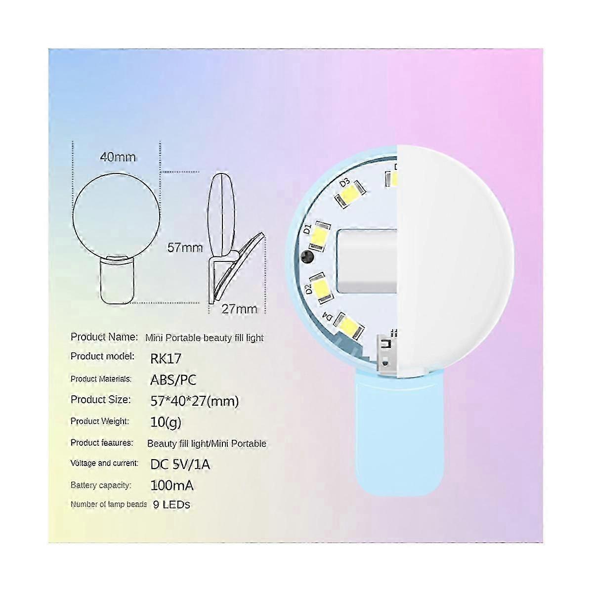 Mobile Phone Fill Flash Lens Light Lamp Clip Three Stop Dimming Mini Durable Practical 10 LED Selfie Ring Beauty,Pink