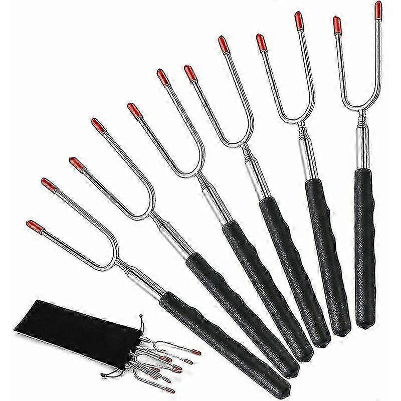 TCGG-Barbecue Skewers, Telescopic Skewers Forks For Roasted Marshmallow & Hot Dog85cm (5 Roasting Forks + Single Cloth Bag Cover)