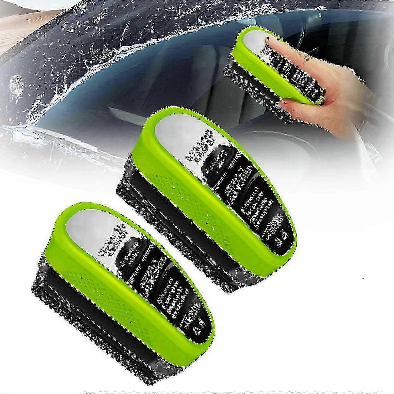 2 יחידות שדרוג מברשת ניקוי סרטי שמן לרכב, 2025 מסיר סרט שמן זכוכית ירוק חדש 2.0 לשמשה קדמית לרכב, מנקה זכוכית לרכב ומברשת סרט שמן טובה