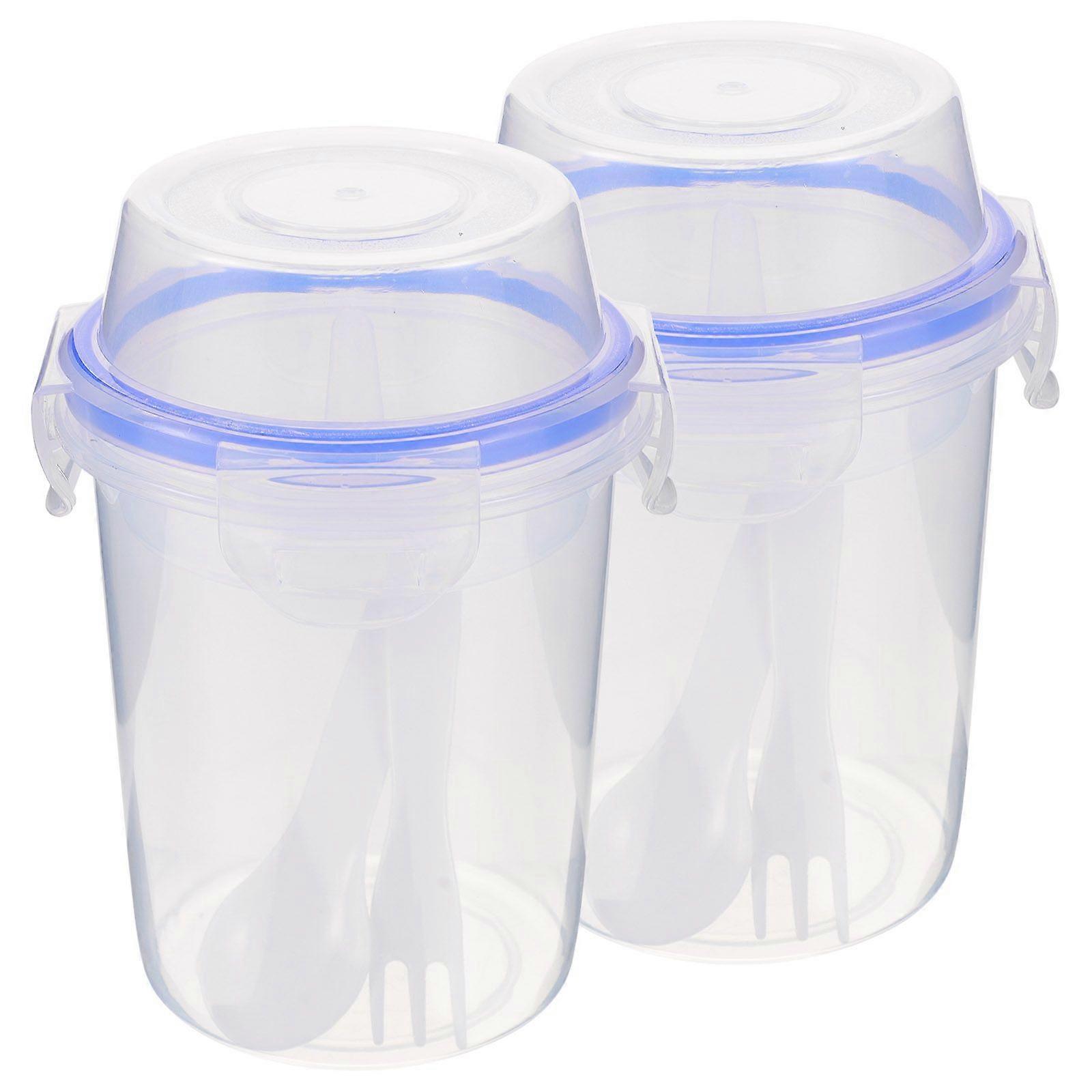 2pcs Overnight Oats Containers Double Layer Overnight Oats Jars Breakfast Salad Cup
