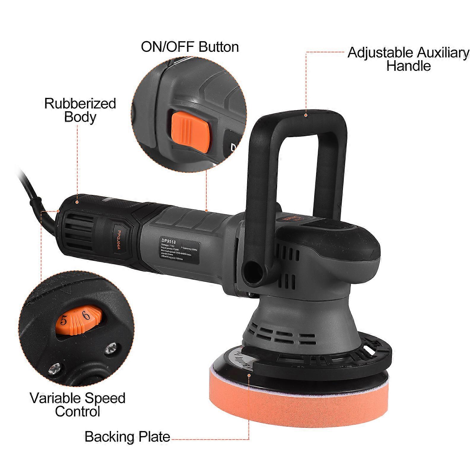 Buffer Polisher 6-Inch 750W 6.5A Variable Speed Car Detailing Kit