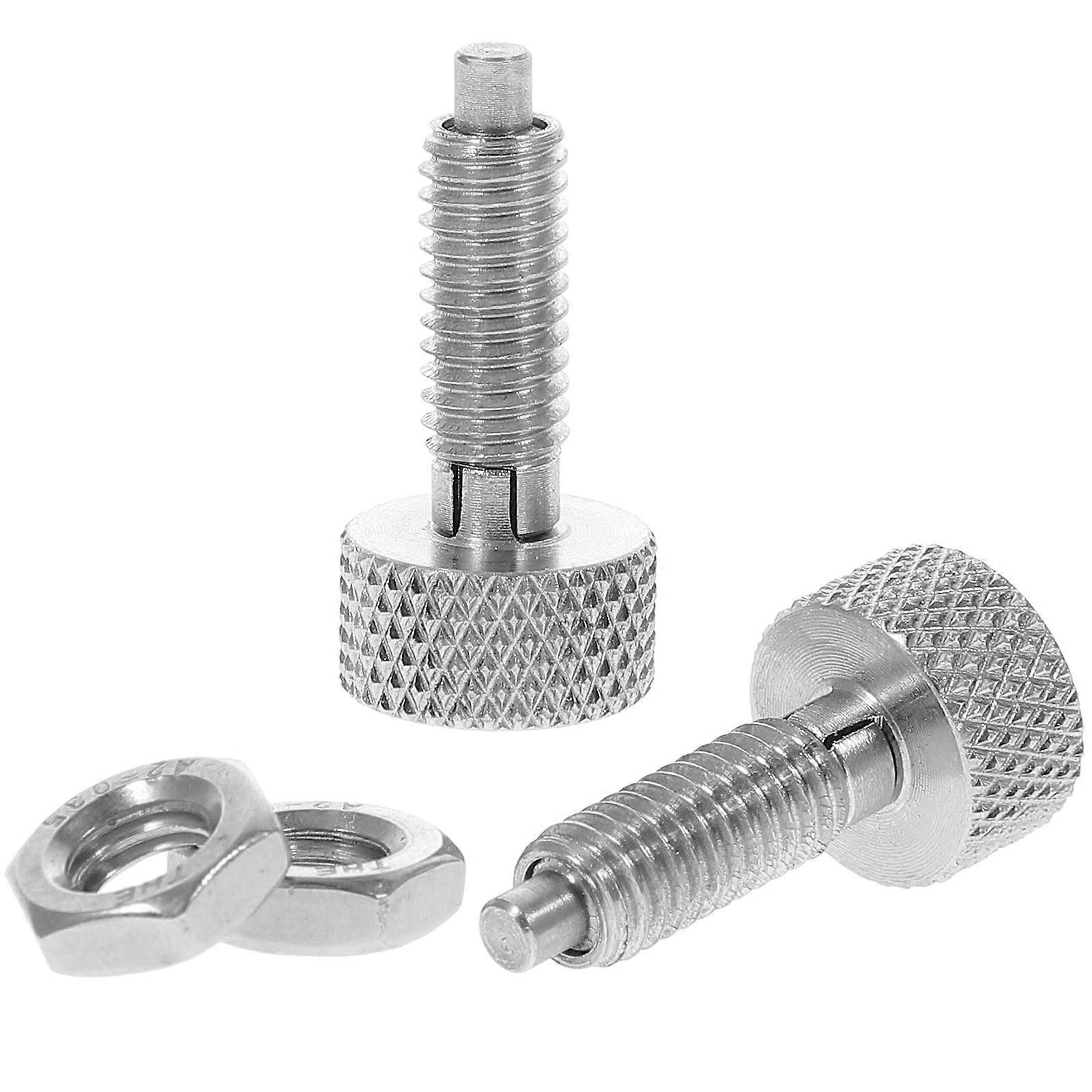 Stainless Steel Retractable Spring Plunger Lock with Silver Handle for Tool Box 2pcs
