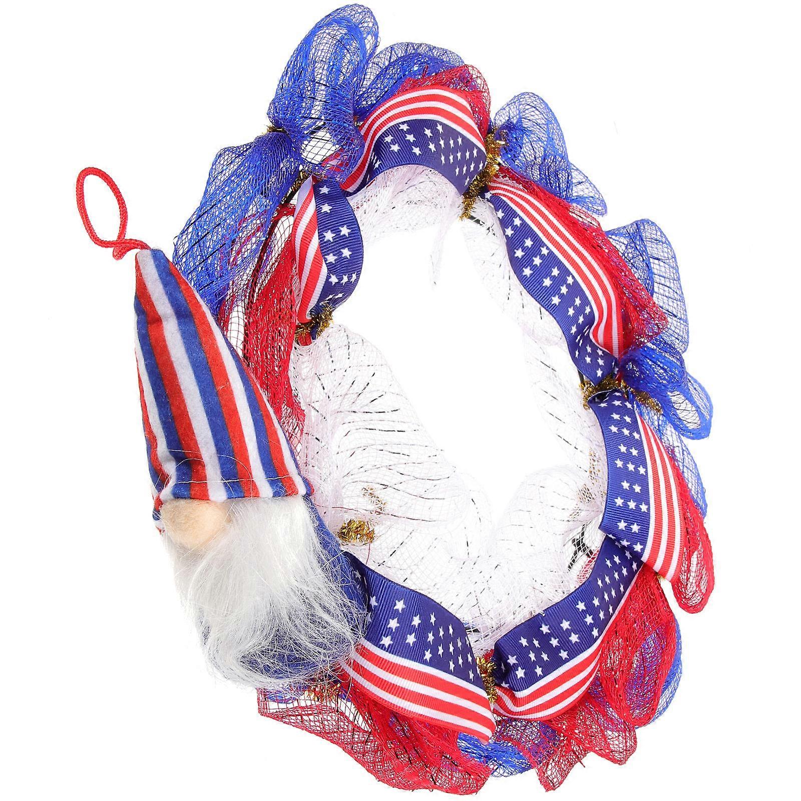 Patriotic wreath for Front Door Decor Made of Polyester Multi Color Create Cheerful Ambiance 12.5 Inches