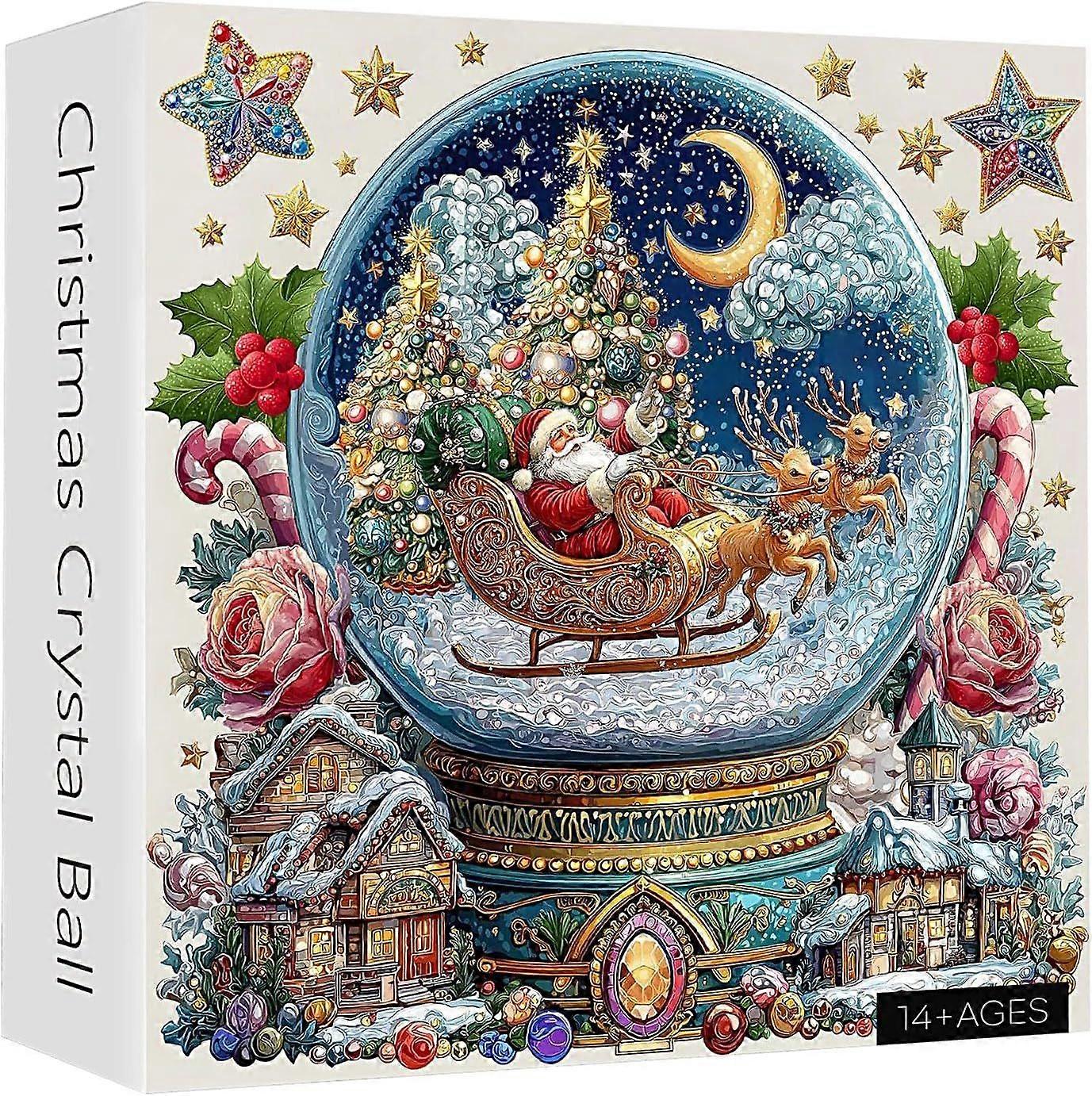 Holiday Snow Globe Puzzle - Christmas Crystal Ball Jigsaw Puzzle, Christmas Decorations, Colorful Seasonal Puzzle for Study, Bedroom, Fireplace Decor