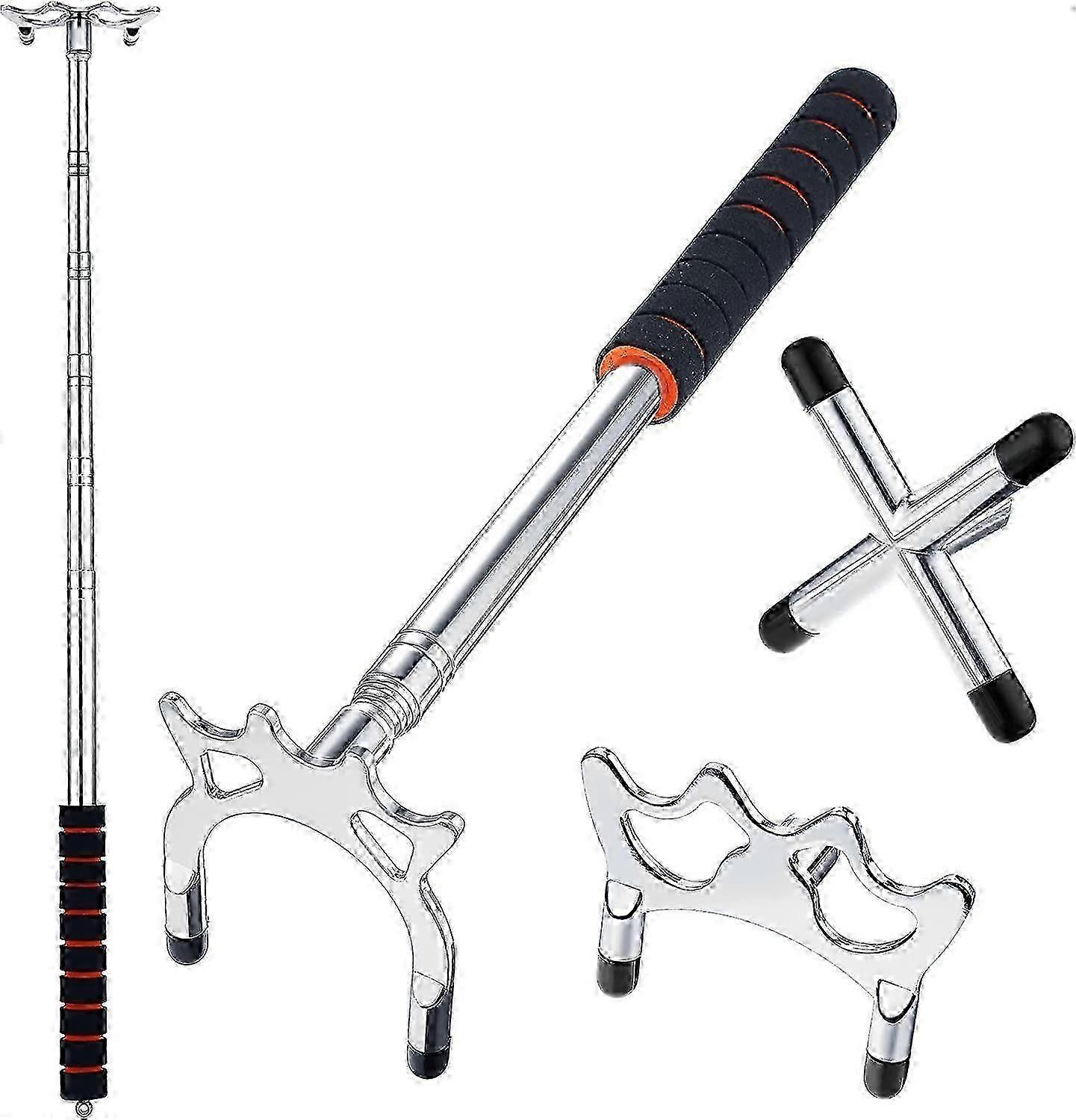 Retractable Billiards Cue Stick Bridge with 3 Removable Brass Heads