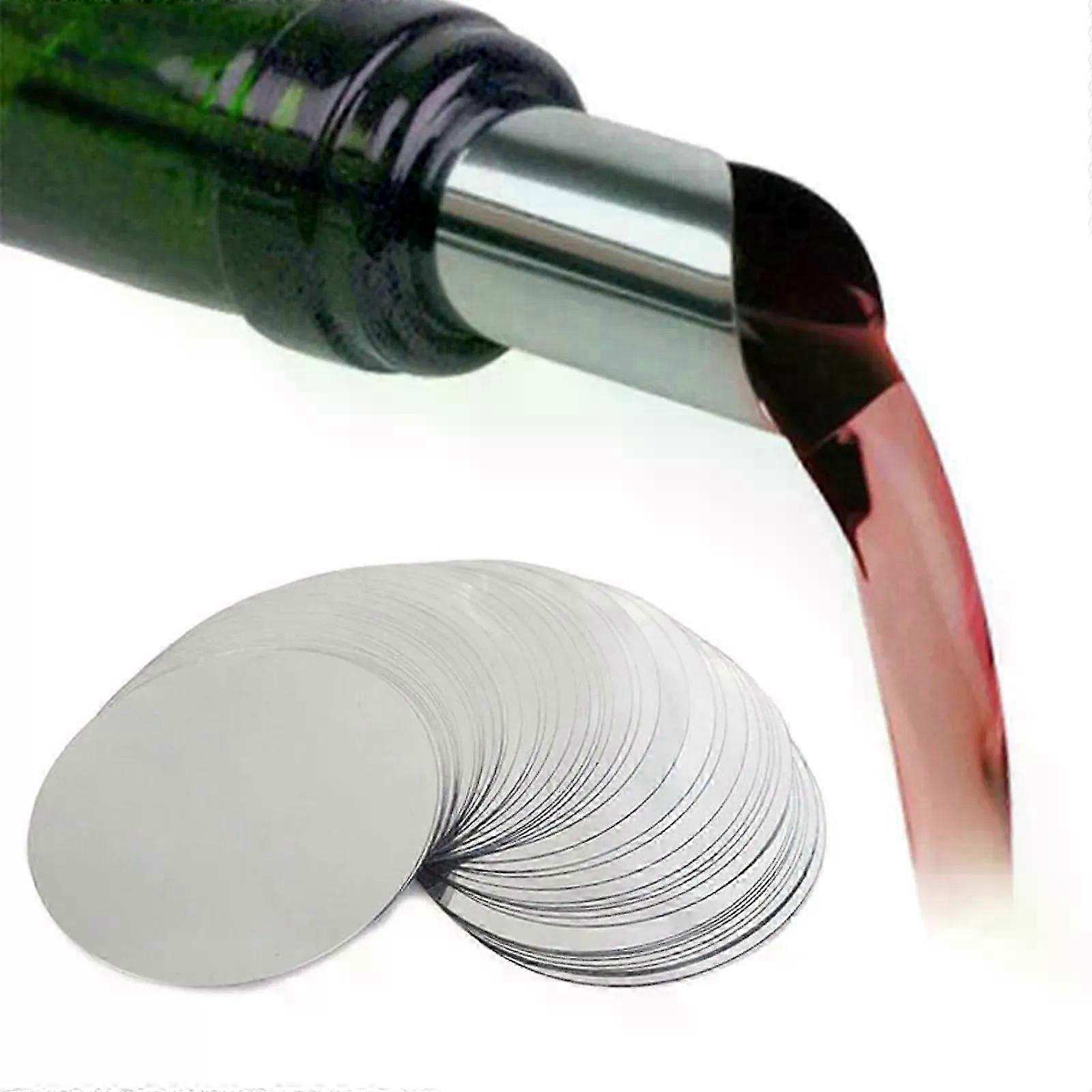 3inch 50Pcs Silver Wine Pourer Disk Drip-proof Drop Drip Stop Pouring Pour Spout for Different Styles Wine Bottle Bar Wine Tools