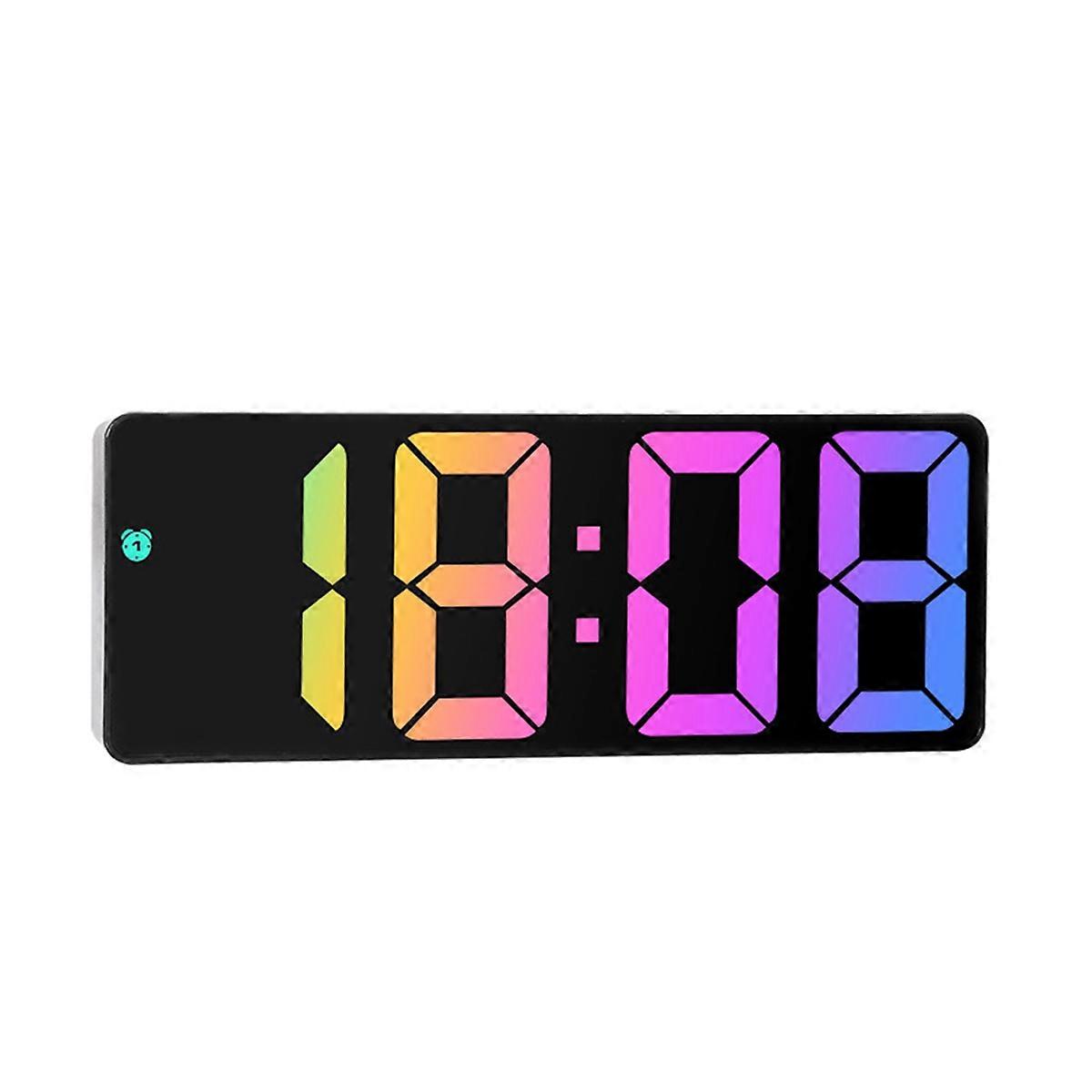 LED Large-Character Electronic Clock Bedside Alarm Clock Colorful Large-Screen Clock Black