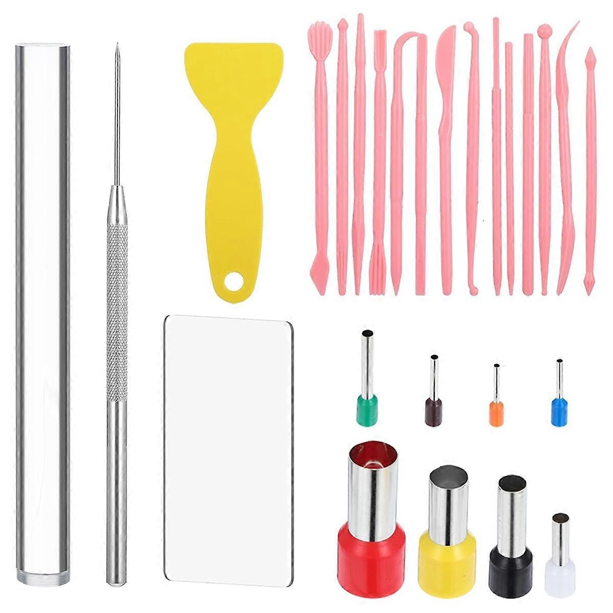 Polymer Clay Tools 26Pcs Kit with Roller, Cutters, Sculpting Tools, Needle Detail Clay Shaping Tool Circle Clay Cutters
