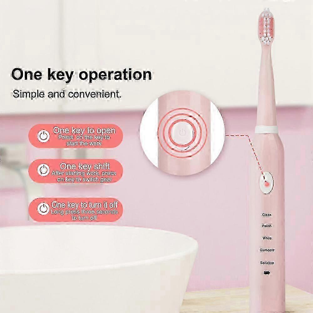 SA-86 Electric USB Rechargeable Toothbrush High Frequency Low Noise Timing 5 modes Adjustable Waterproof 4 Brush Heads