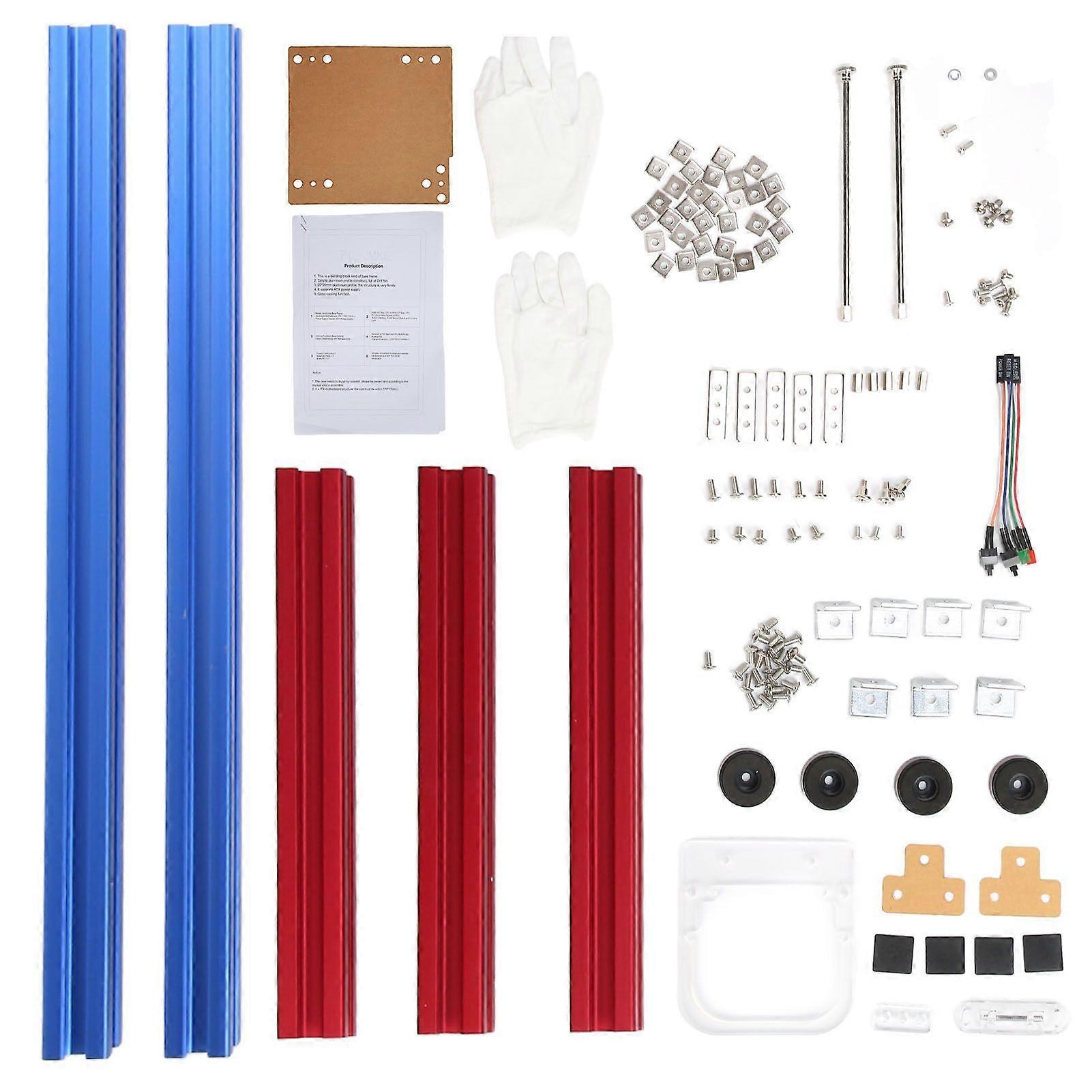 ITX Computer Open Case Bracket Good Heat Dissipation Split Hardware Structure Aluminum Alloy DIY Bare Frame for Home Blue Red