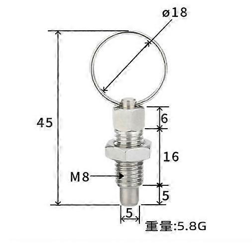 M8 Spring Loaded Indexing Plunger with Pull Ring: Stainless Steel Threaded Locking Pin for Gym Equipment - Adjustable Positioning Pin for Replacement
