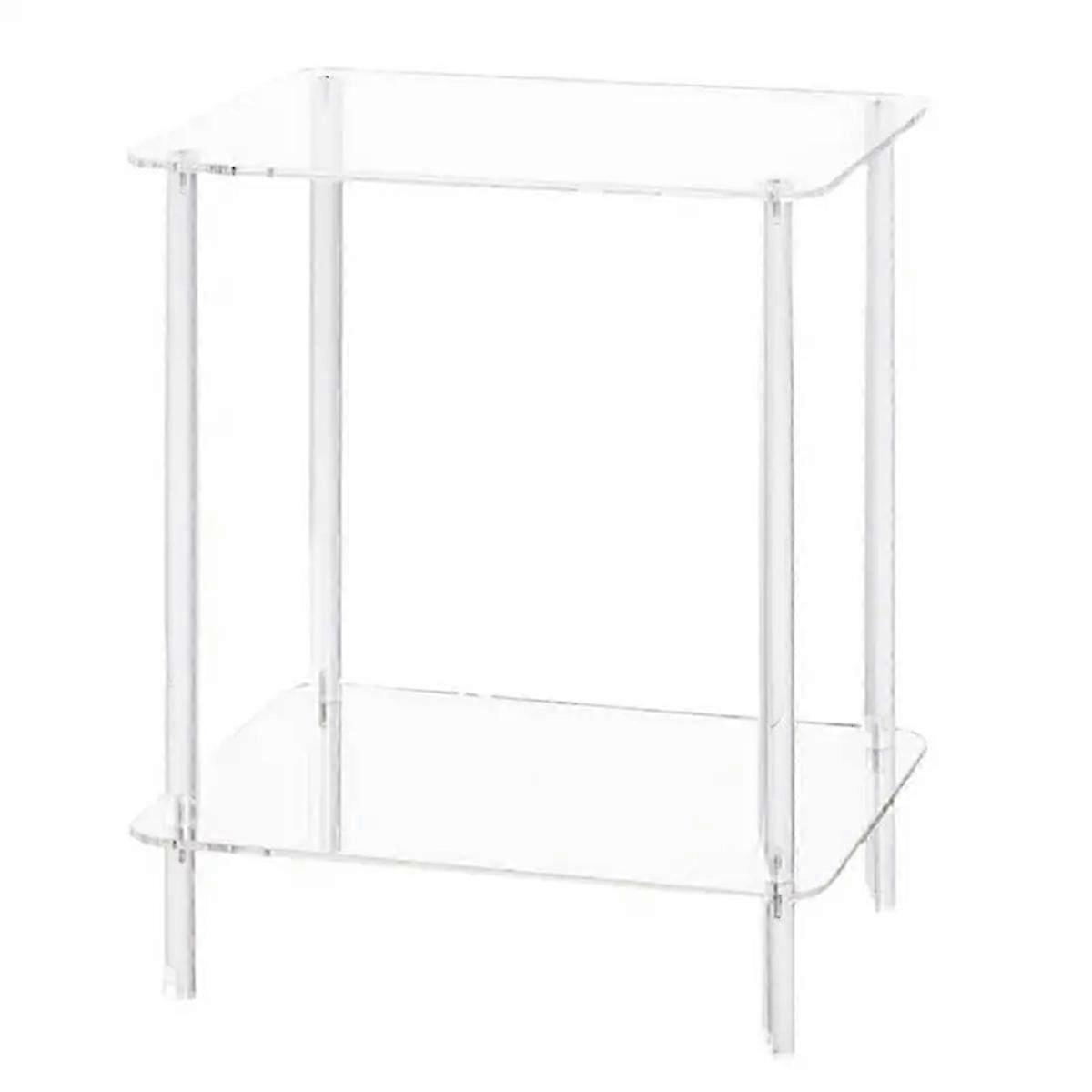Acrylic Coffee Table Square Side Table Accent Table Sofa Bedside Table Clear Double Tier Snack Tea S