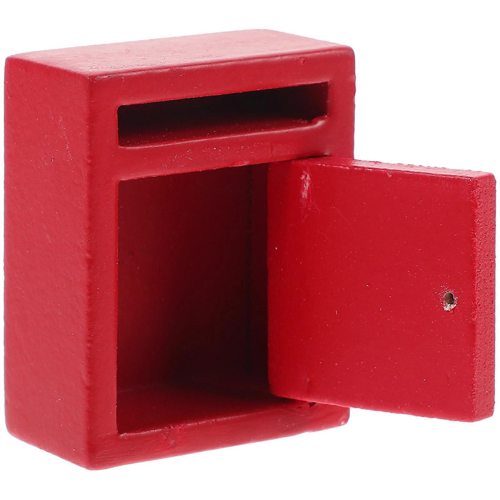 Miniature Mailbox Decoration Wooden Tiny Mailbox Model Realistic Appearance 4.80X3.90X1.90CM 1Set