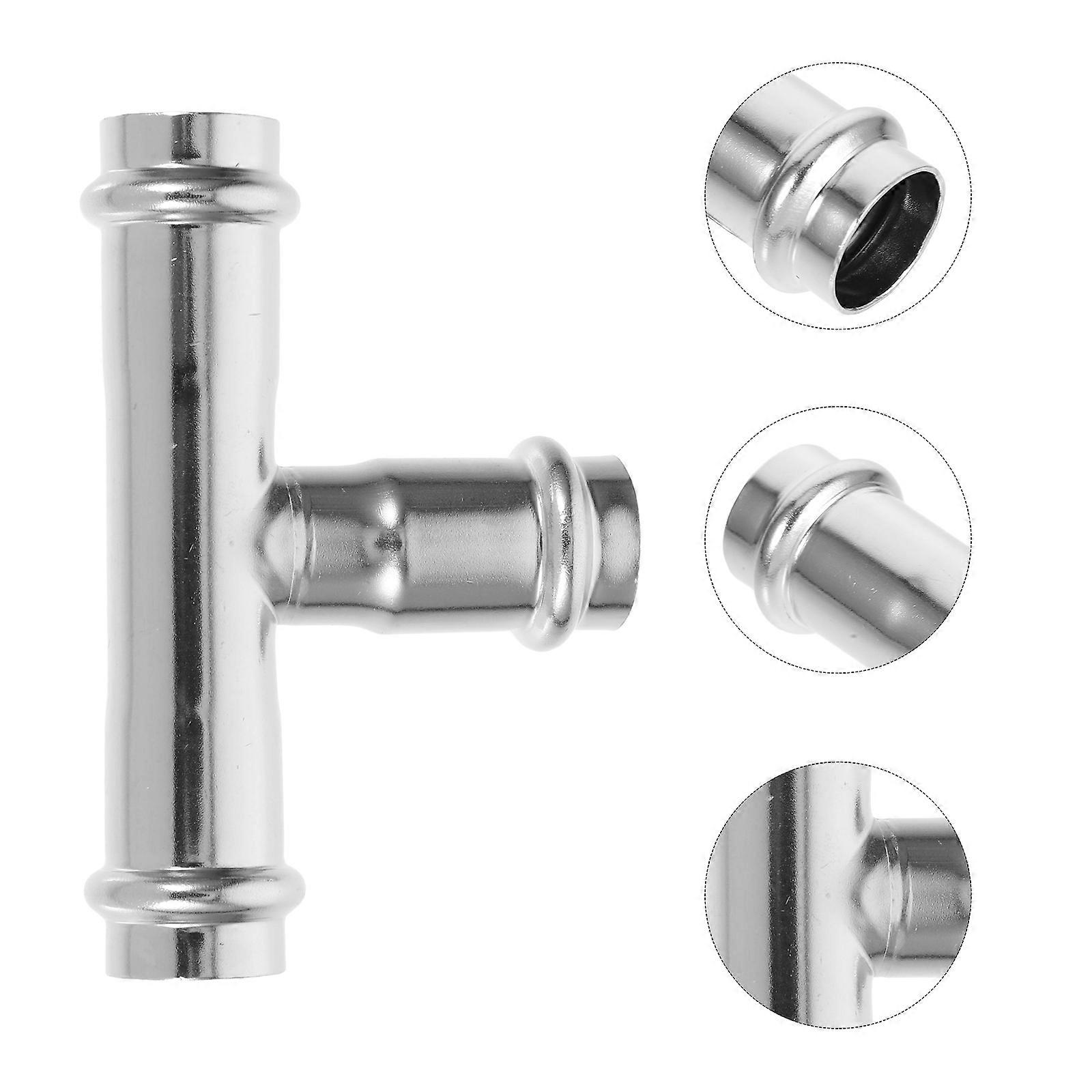 Silver Hose Adapter 3-Way Connector for Pipe 5Pcs Stainless Steel Set