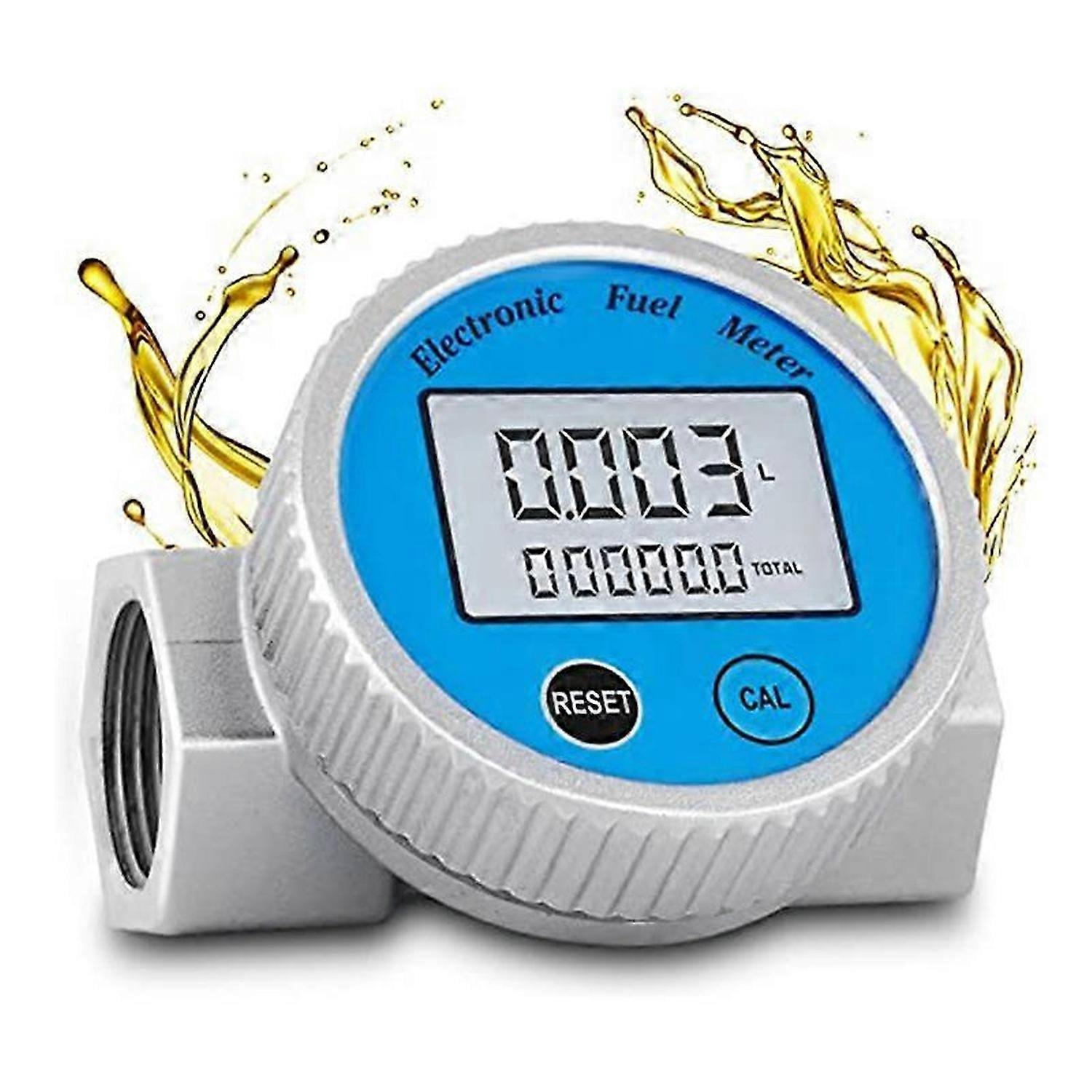 Turbine Flow Meter Waterproof Digital Fuel Flowmeter 2.37-26.41GPM