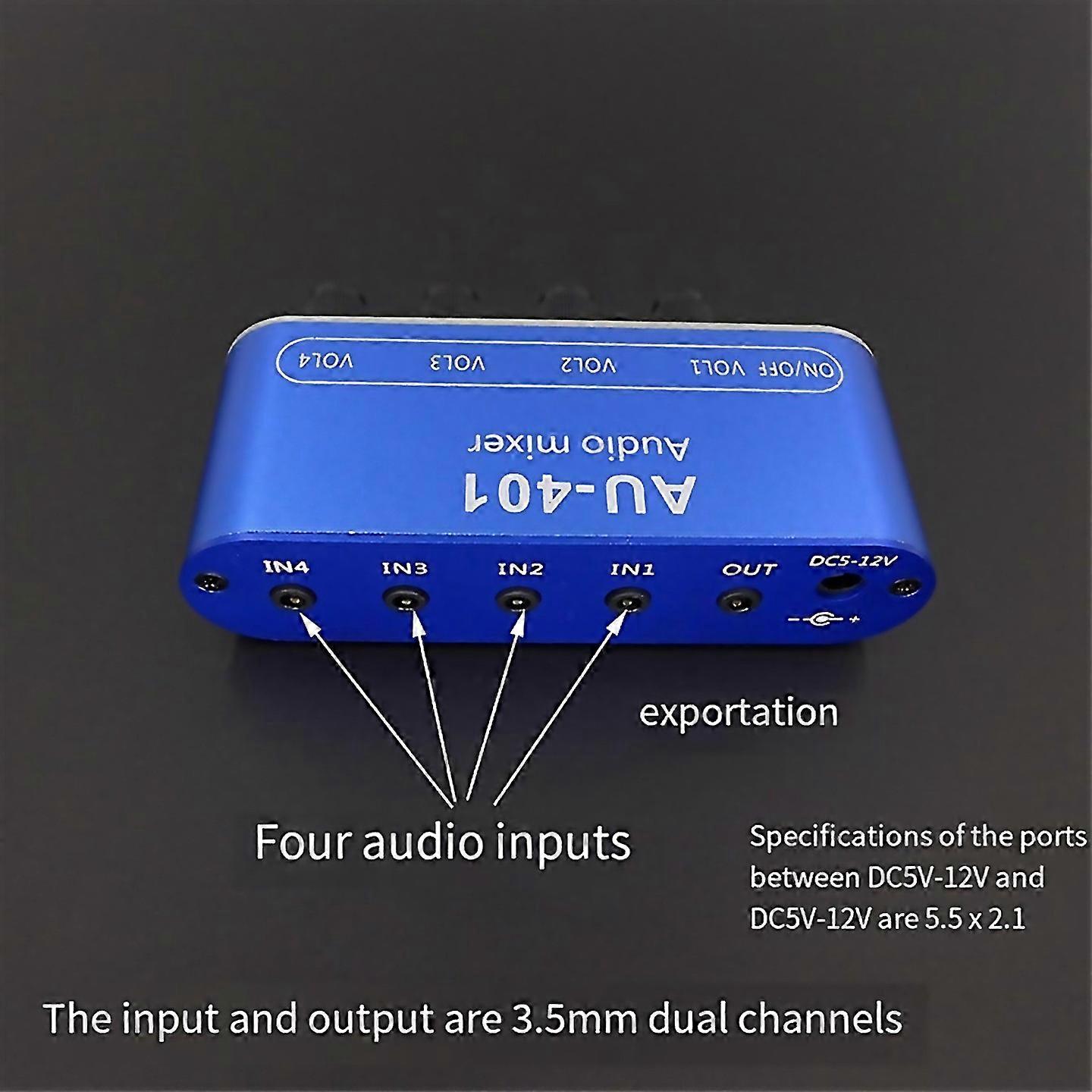For Dc 5v12v Au401 Stereo Audio Mixer 4 Input 1 Output Individually