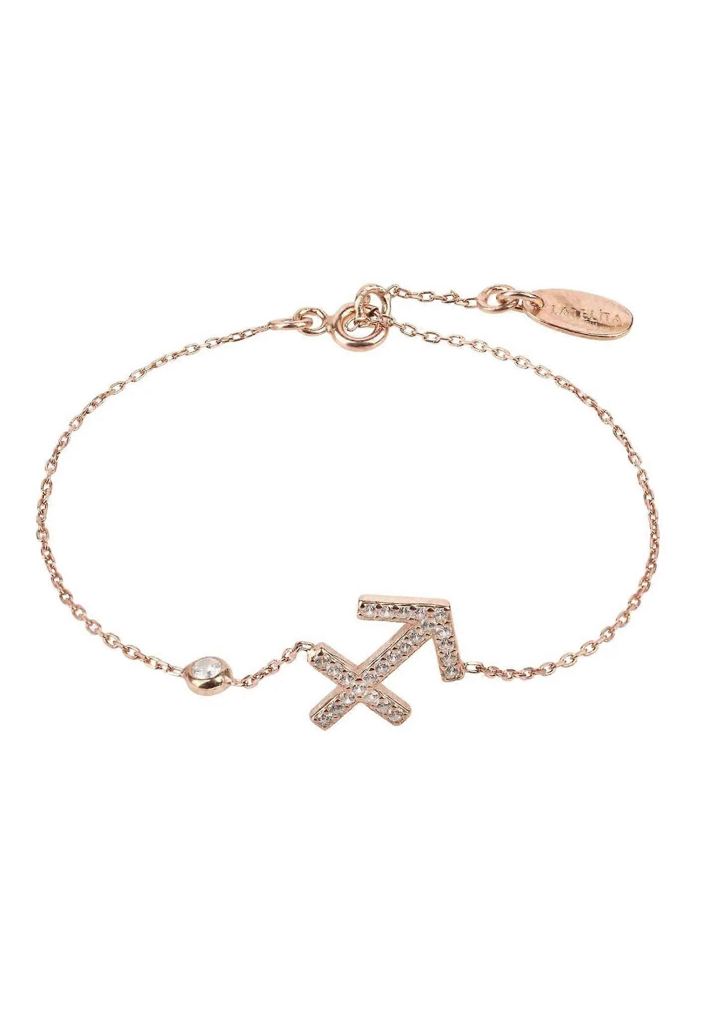 Bracelet Signe Astrologique Latelita Sagittaire - Bracelet en argent ajustable avec motif de signe astrologique serti à la main et zircone blanche à multiples facettes - Convient aux poignets de 14,5 cm à 17 cm