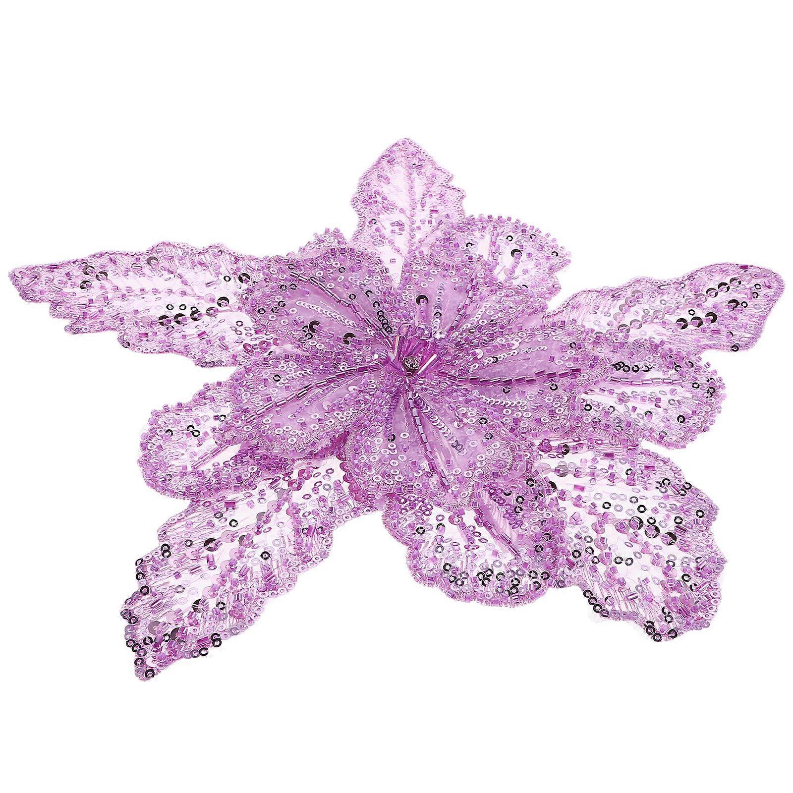 Lavender Multi-Layer Beaded Sequin Lace Applique for Decoration