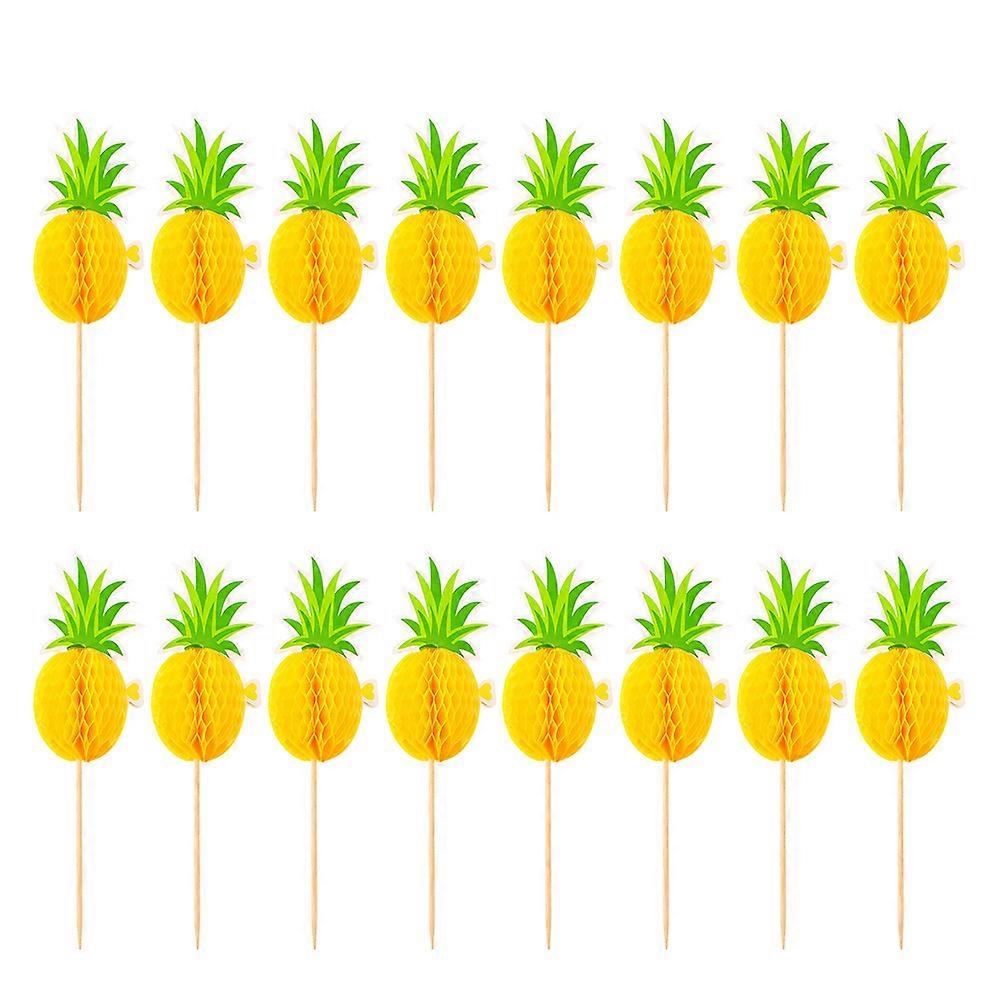 Cake Picks Hawaiian Party Inserted Cards for Decor 30Pcs Yellow Paper Wood