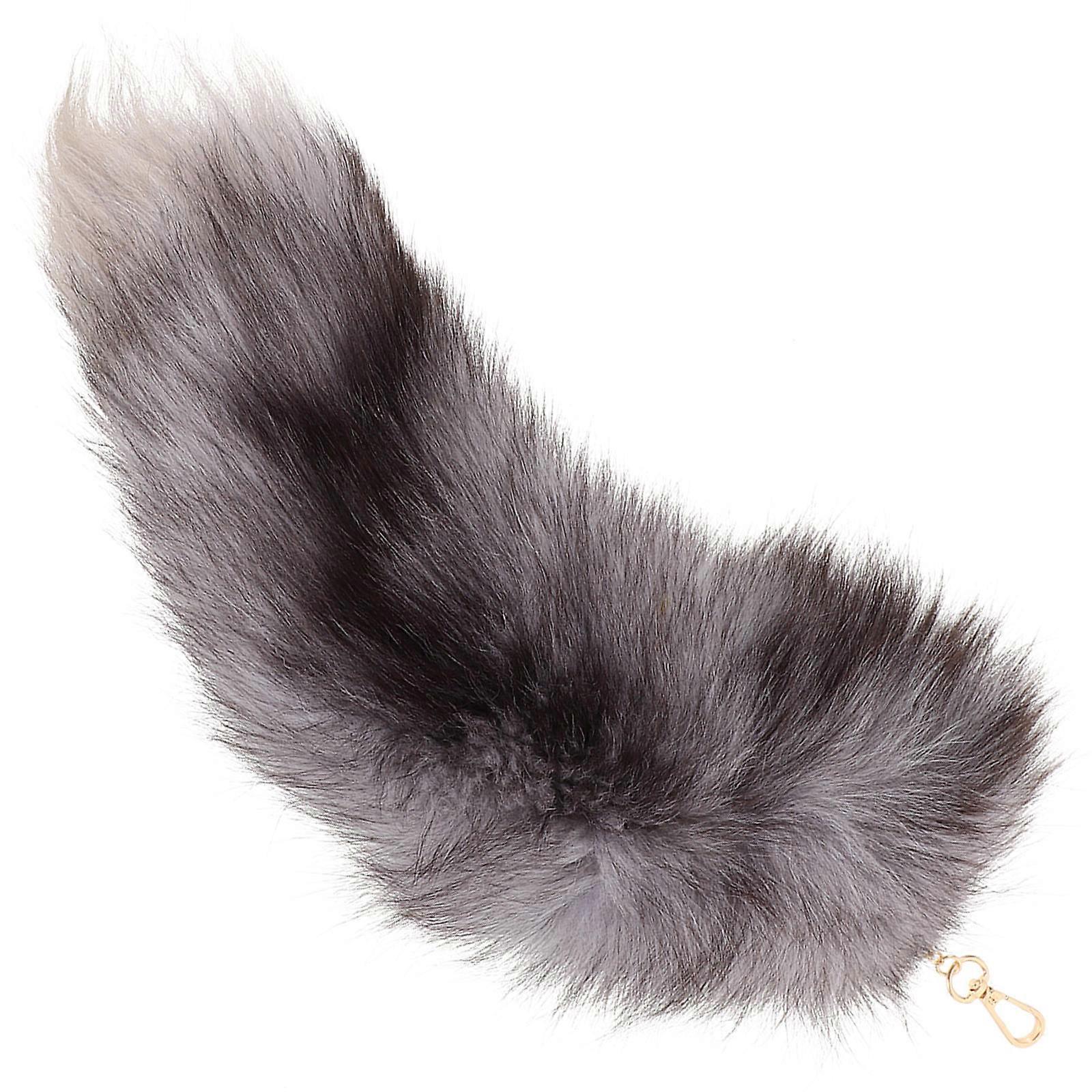 Plush Animal Tail Keychain Grey for Pet Charming Bag Hanging Pendant
