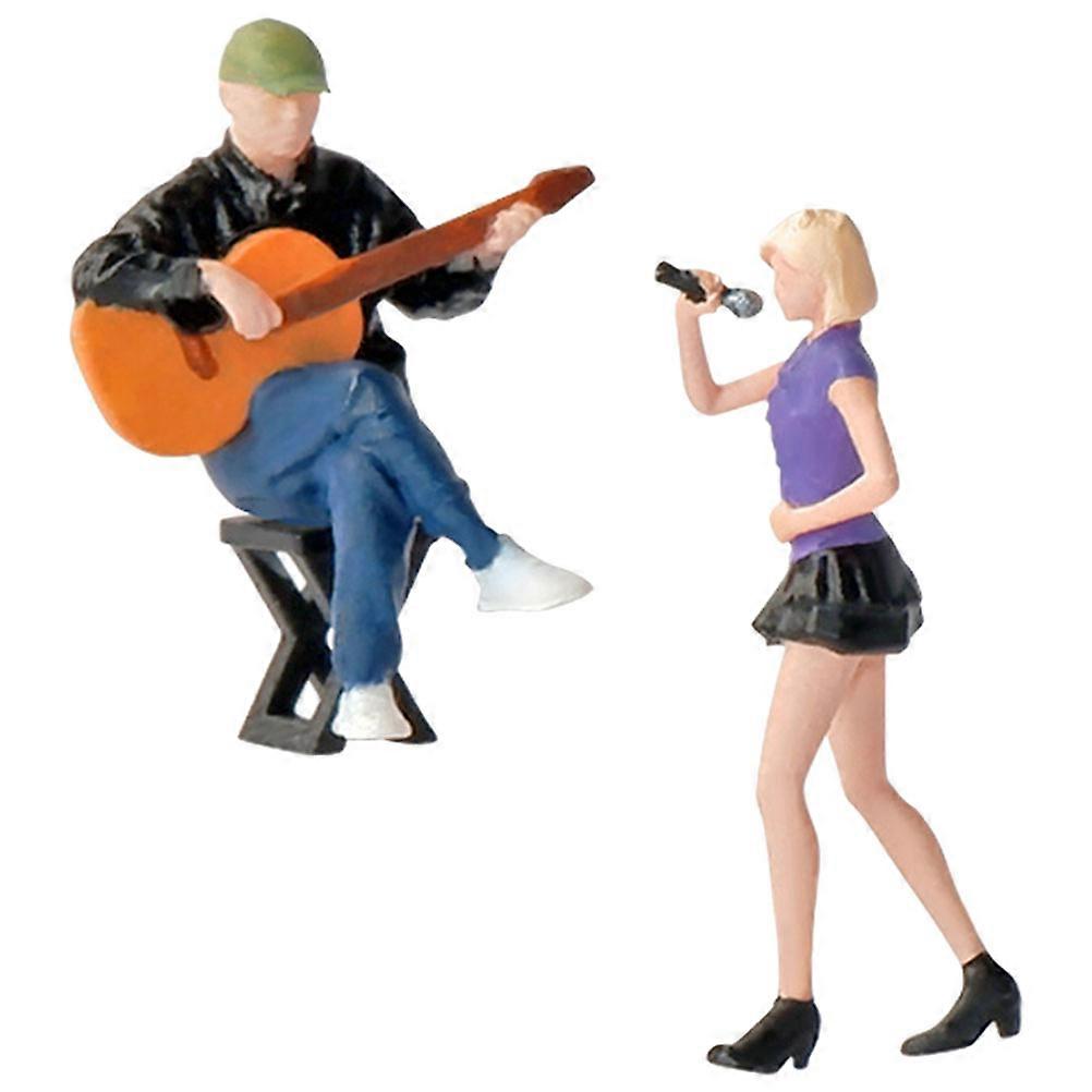 Decorative Street Singer Model Resin Figurine for Decoration 2Sets