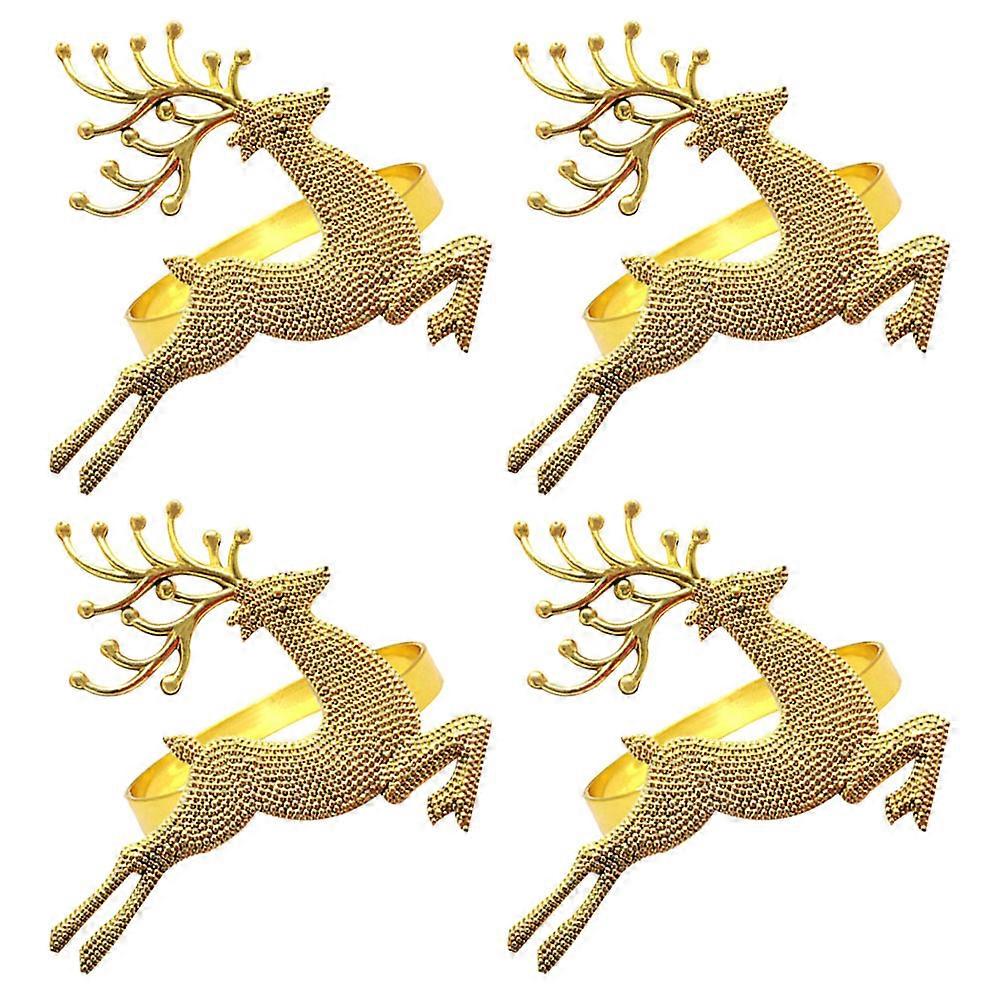 Elk Shaped Napkin Rings 12 Pcs Made Of Alloy Material For Home Restaurant Use Golden Color Functional Napkin Holding
