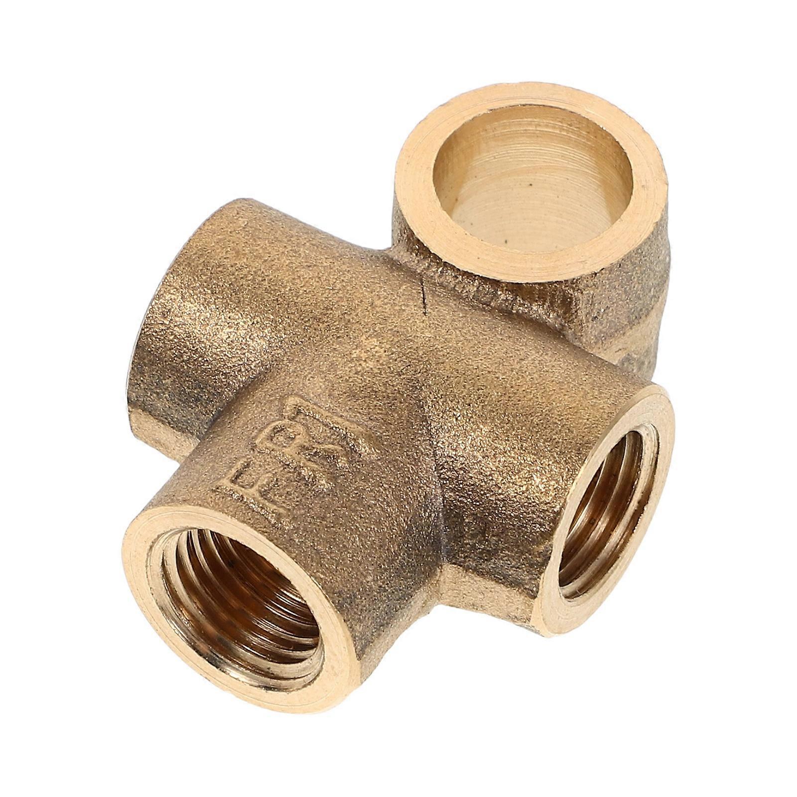 3Pcs Thread Adapter Brass Tee Fitting For Industrial Applications 3.40X2.40X1.25CM Golden Multi Connection