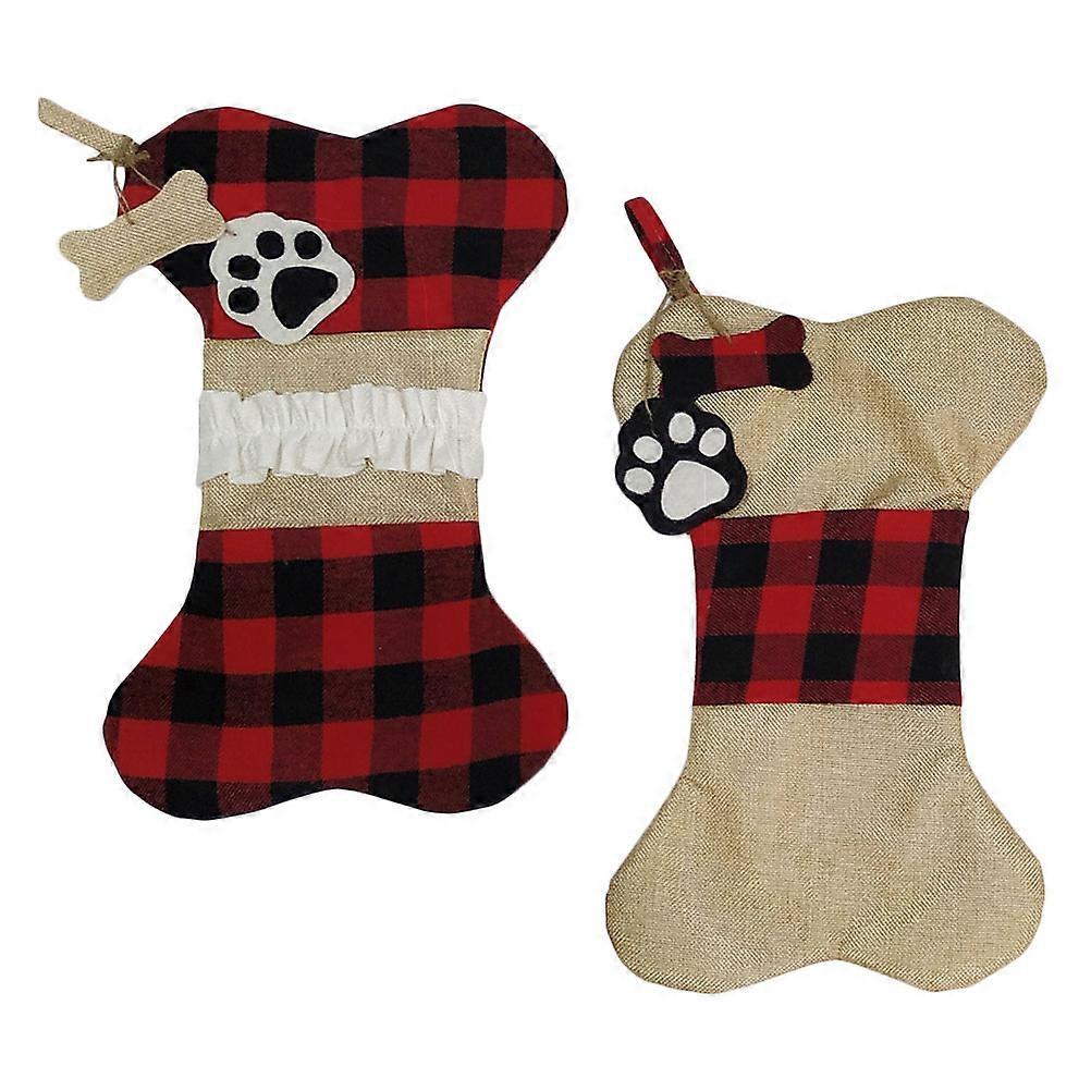 Christmas Candy Bag Bone-Shape Socks for Decor 4Pcs Cloth Material