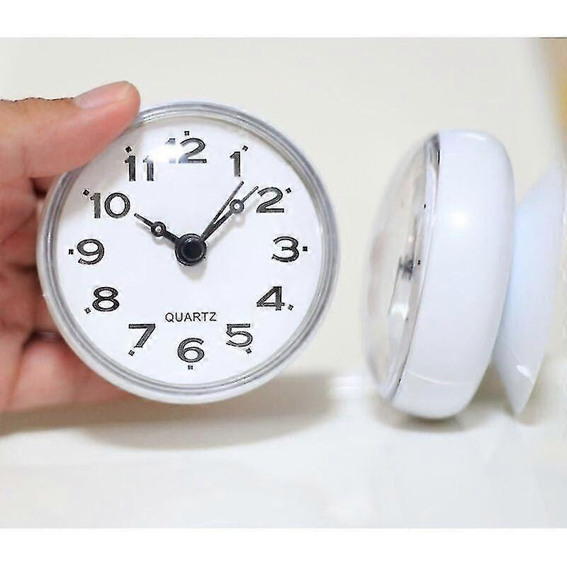 Waterproof Bathroom Wall Clock Small Kitchen Wall Watch Suction,1PCS