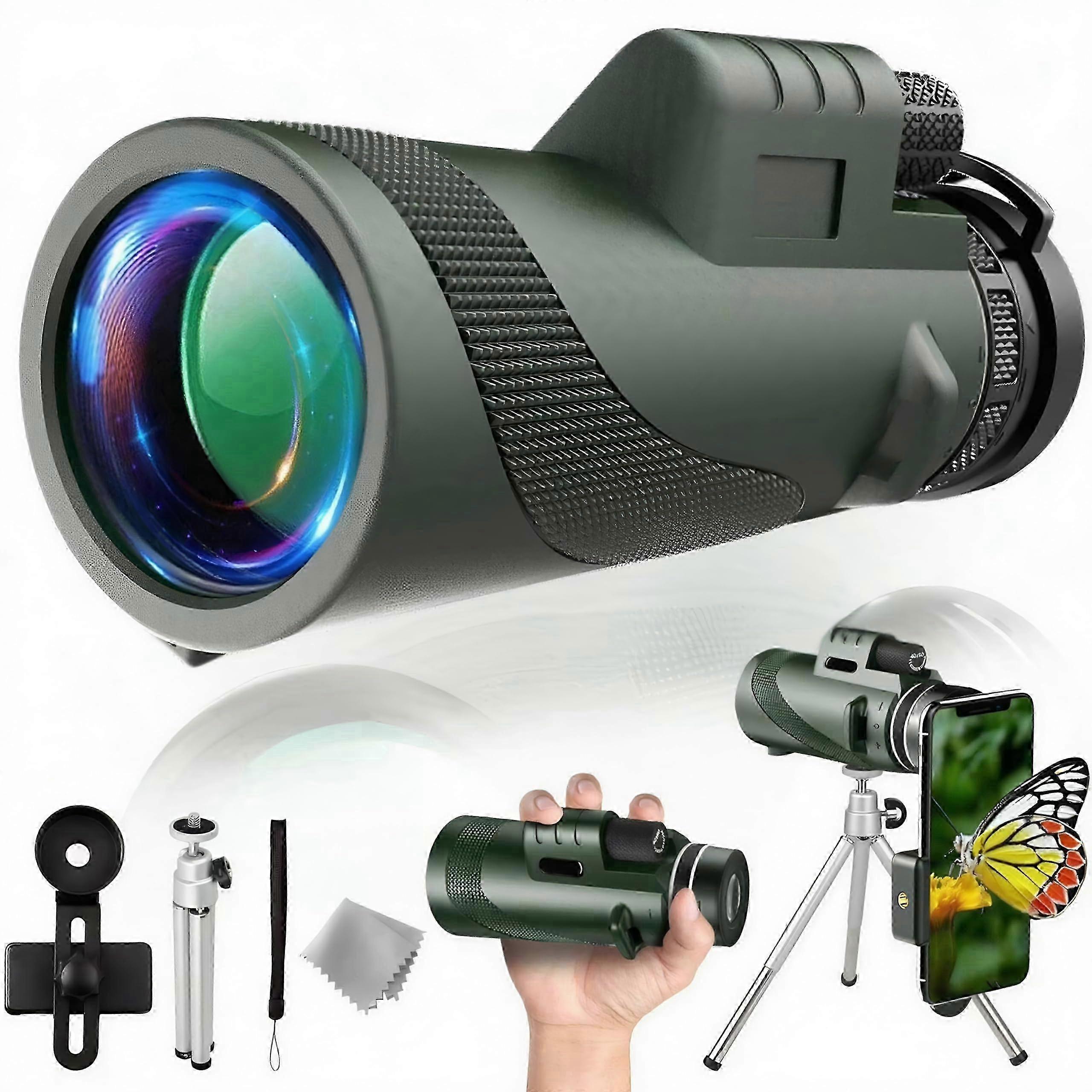 2025 Monocular telescope high power green lens compact bird watching telescope 80x100