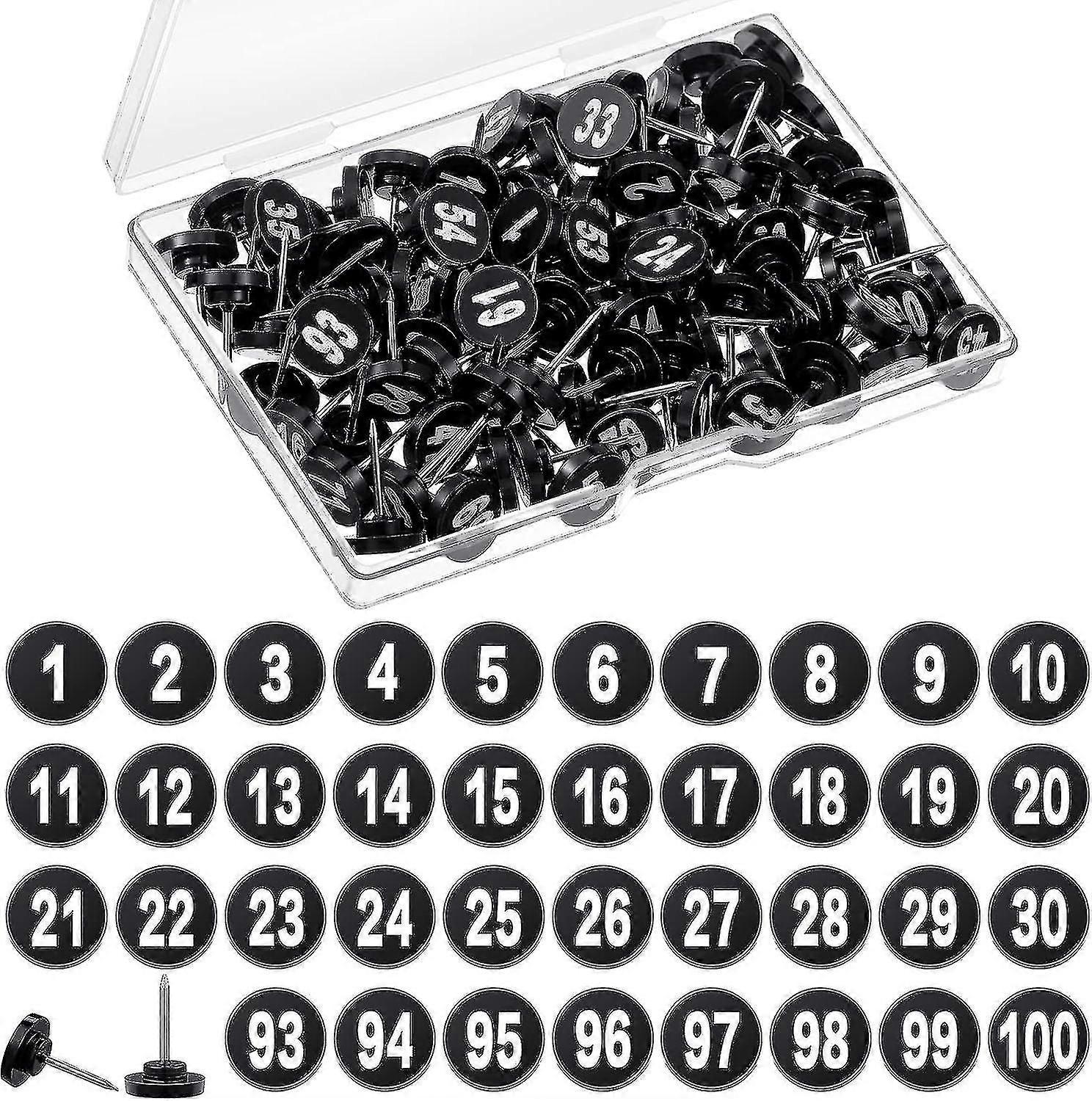 100 Pcs Numbered Push Pin Tacks 100 Sequential Pins Thumb Tacks Flat Tacks Push