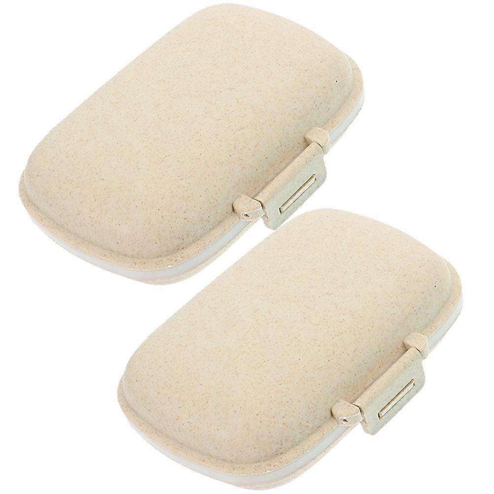 Medication Travel Case 2Pcs Portable Organizer Double Layer For Travel Beige PP Compact Design