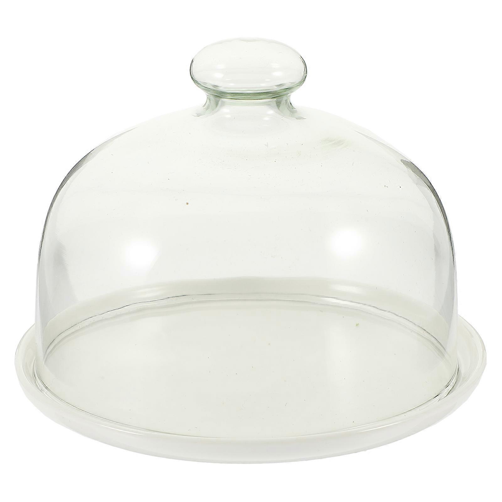 Fruit Foretaste Plate with Dome for Decoration 2Pcs White Cake Display Plate