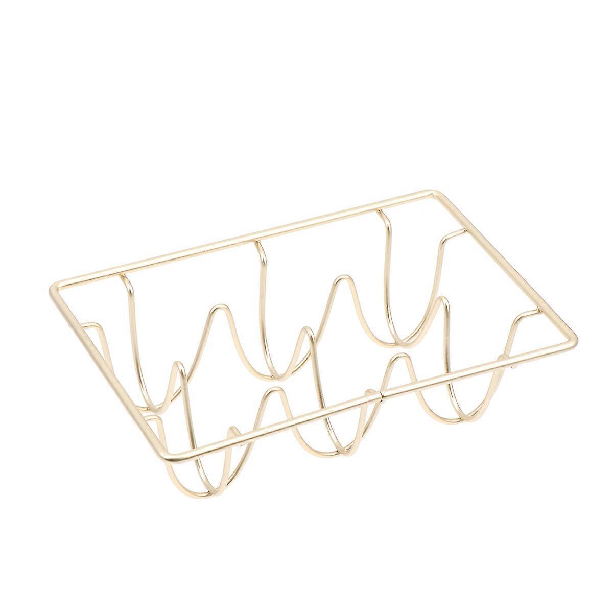 Egg Holder Iron Rack for Storage Use 2Pcs Golden Wire Design