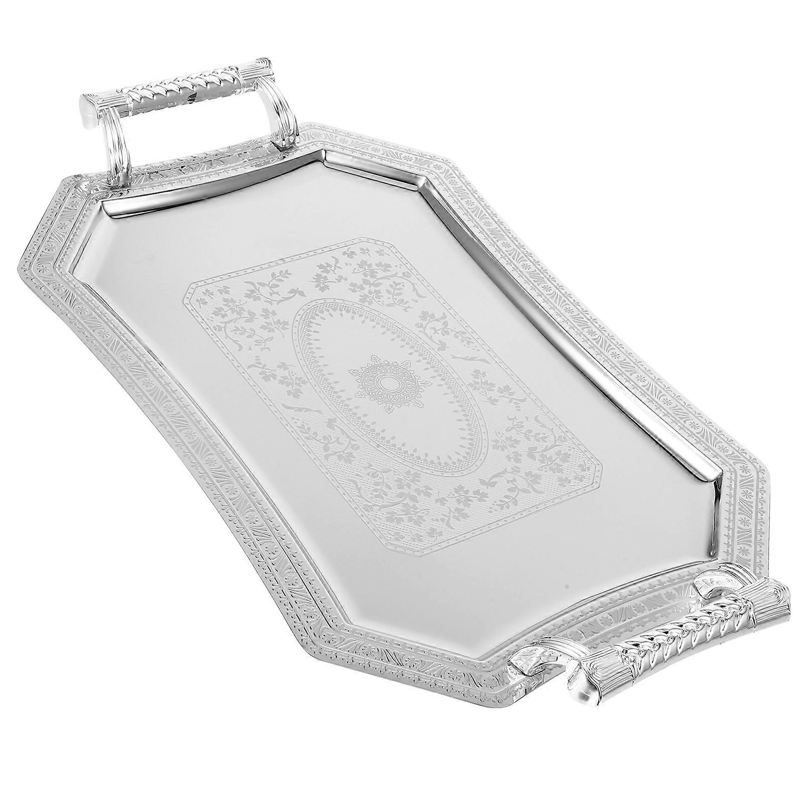 Vintage Platter Silver Serving Tray For Festivals Retro Style Snack Serving Platter 1Pack