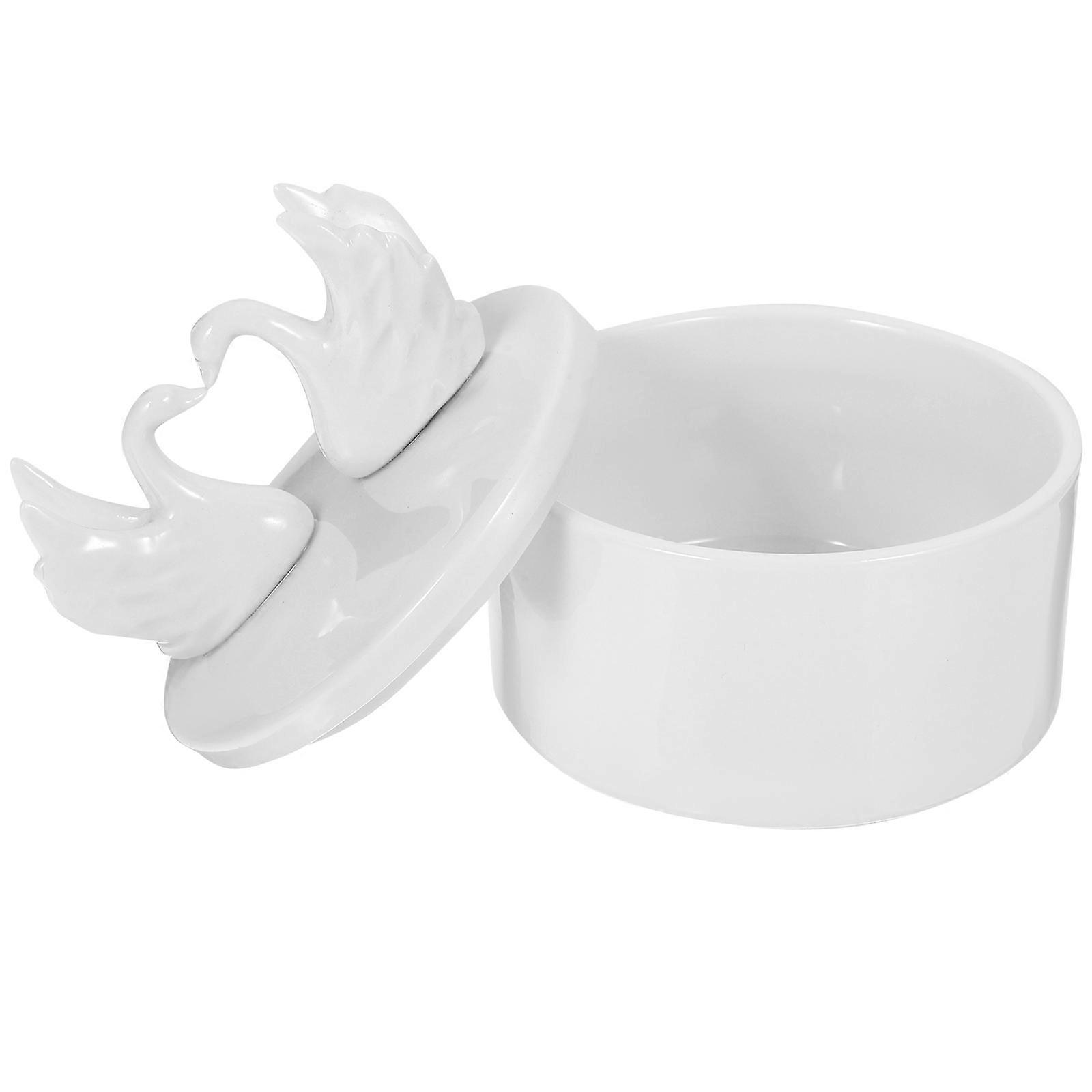 Ceramic Jewelry Box for Ring Storage White 2Pcs Desktop Organizer Set