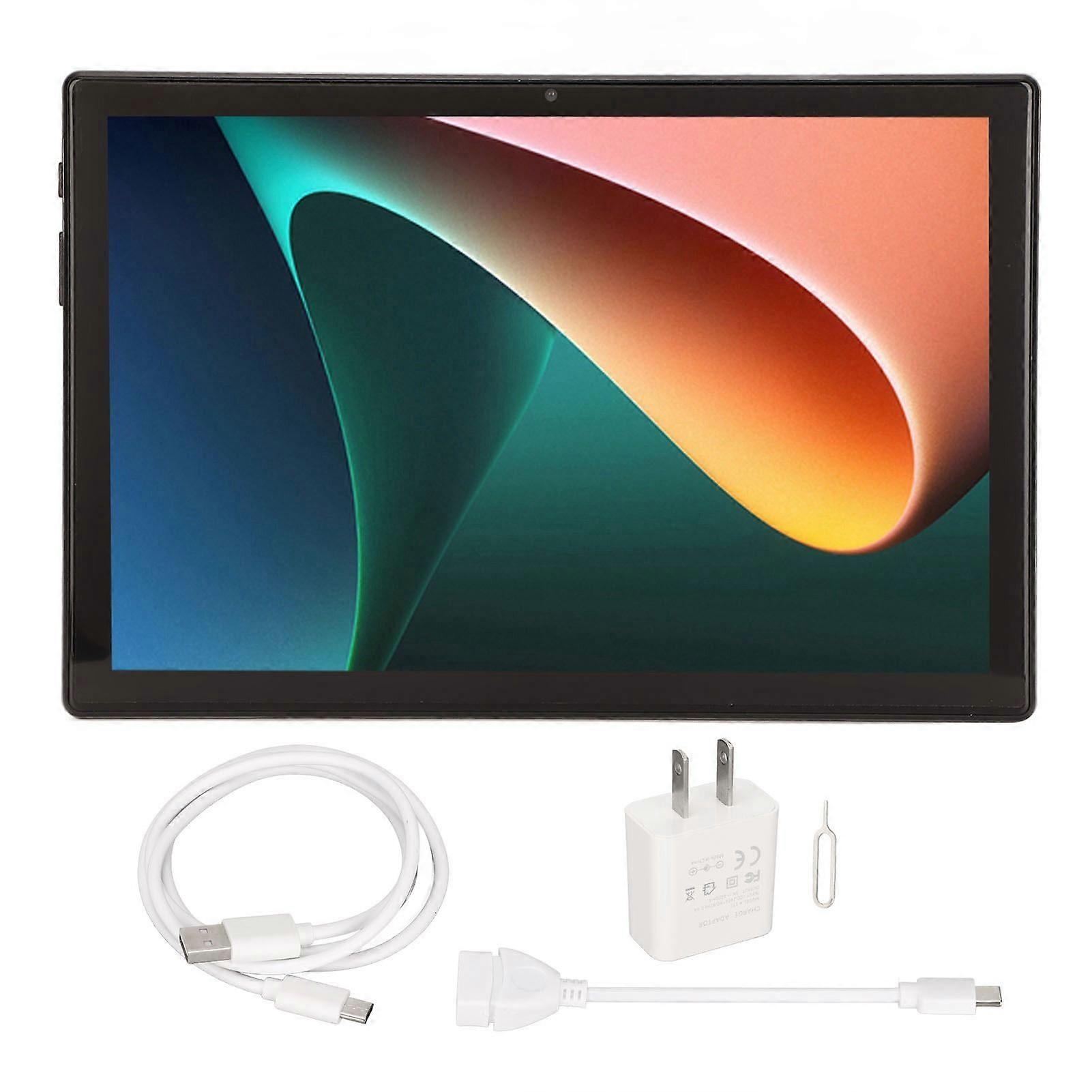 10.1 Inch Tablet 6G RAM 256G ROM Support 4G Network Calls 5G WIFI Dual Band Tablet PC for Android 11 100240V Grey US Plug