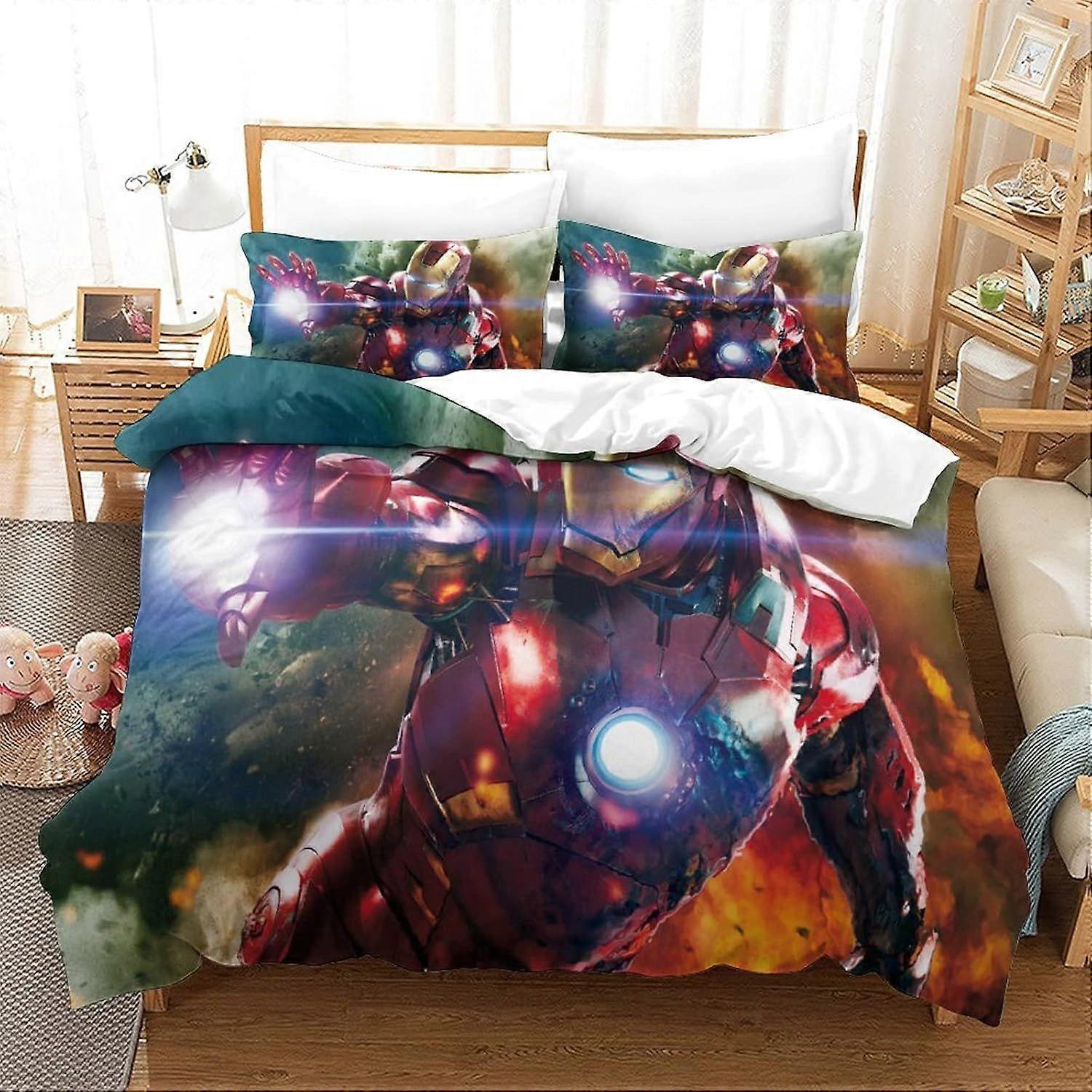 xzz605 Iron Man Duvet Cover Set Bedding Set Duvet Cover Movie Poster Single 140X200CM