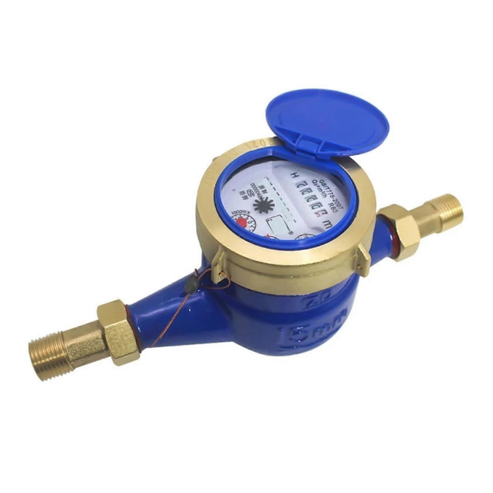 Water Flow Meter DN15, Heavy Duty Brass Water Meter For Cold Water, Garden Hose, Home Garden Use, Watering