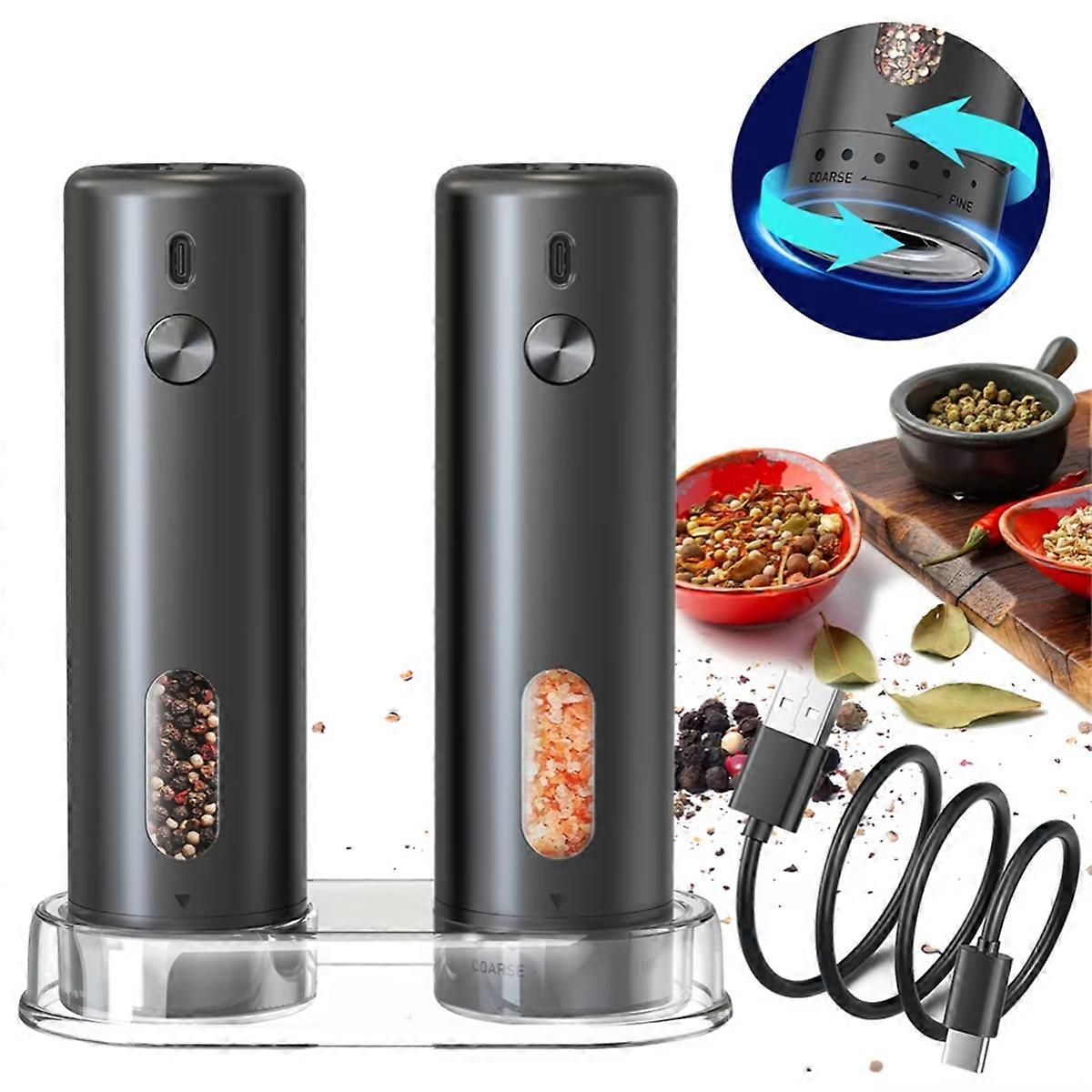 Upgraded Larger Capacity Electric Salt and Pepper Grinder Set