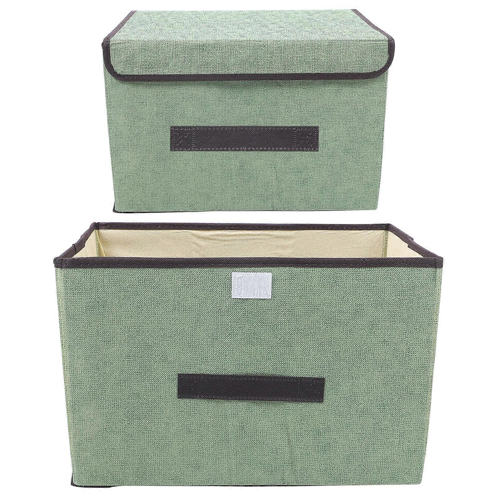 Clothes Storage Box Linen Foldable Storage Bags with Lid 1Set Set