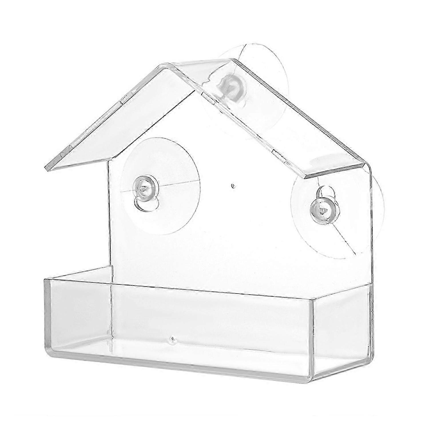 Window Bird Feeder with Strong Suction Cups Clear Plastic Bird Feeders for Wild Bird Watching 26s