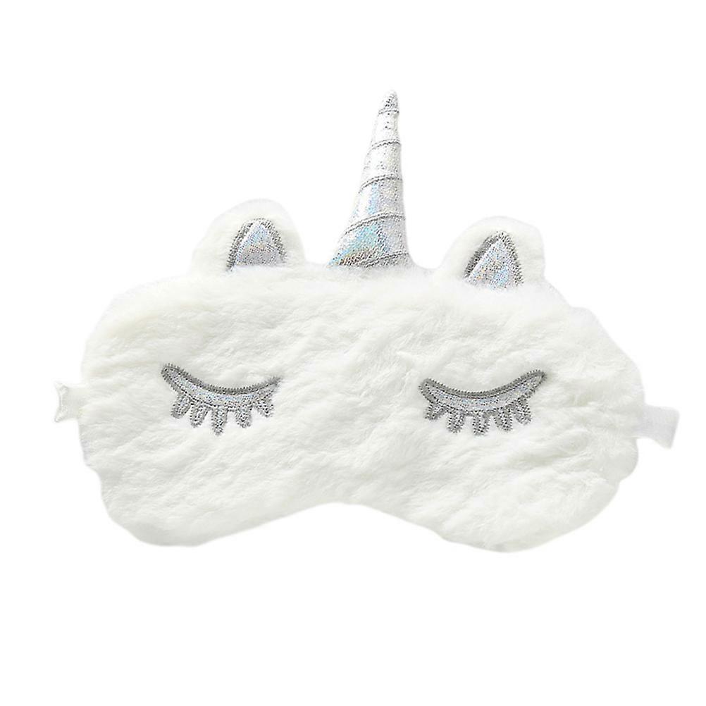 Eye Mask Plush Blindfold for Sleeping Use 2Pcs White