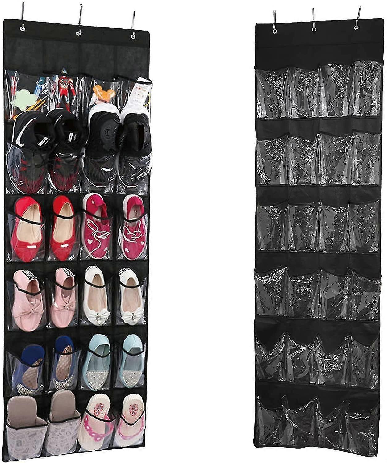 2 Pack Over The Door Shoe Storage, Shoe Racks With 24 Large Pockets Organiser