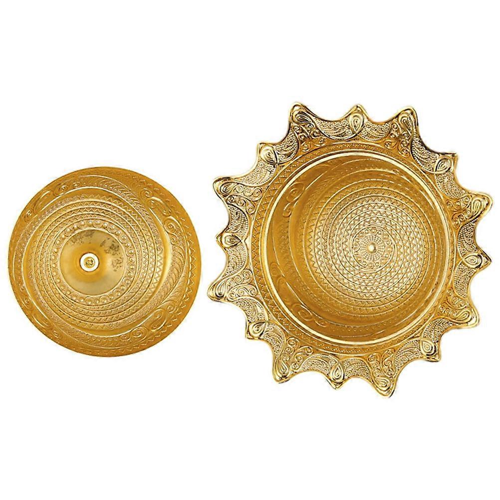Small Metal Storage Bowl with Lid for Candy 2Pcs Decorative Golden Container